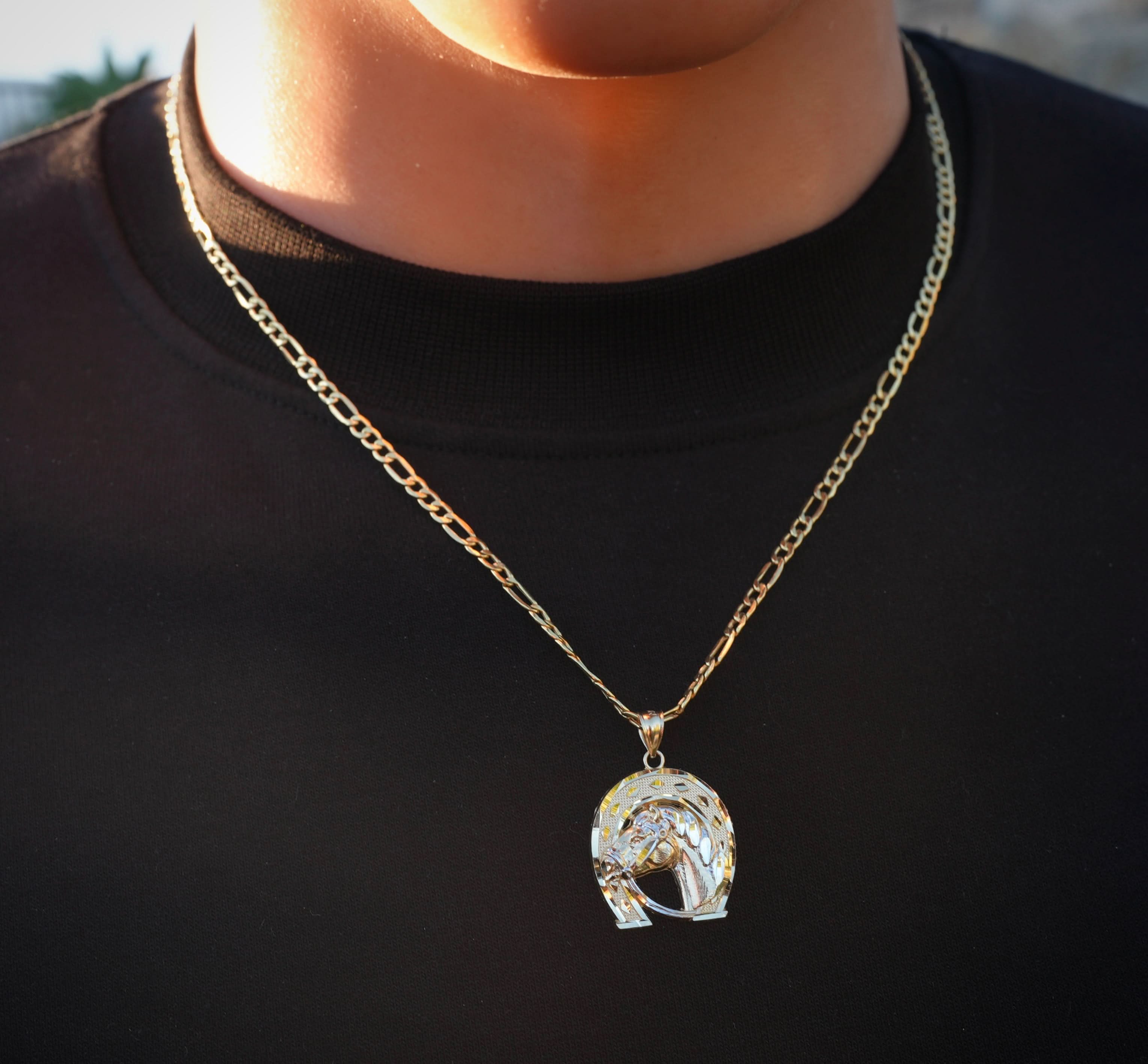 14k Gold Horseshoe Pendant or Chain Set