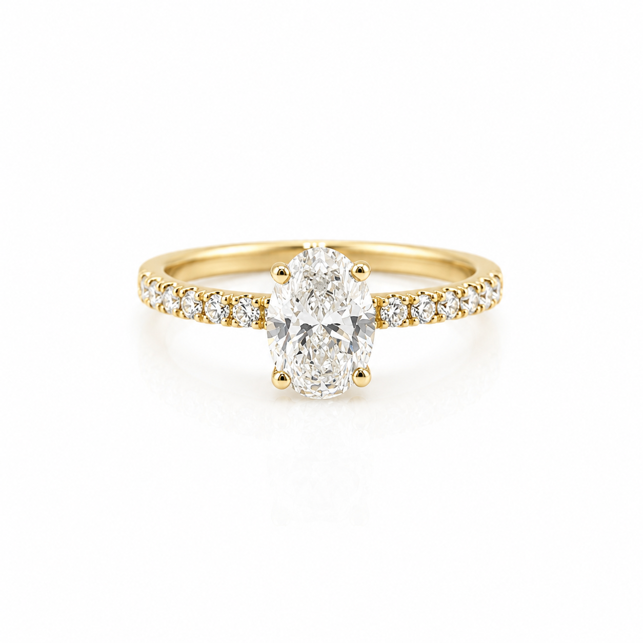 14k Gold Oval Lab Diamond Ring 1.58ct