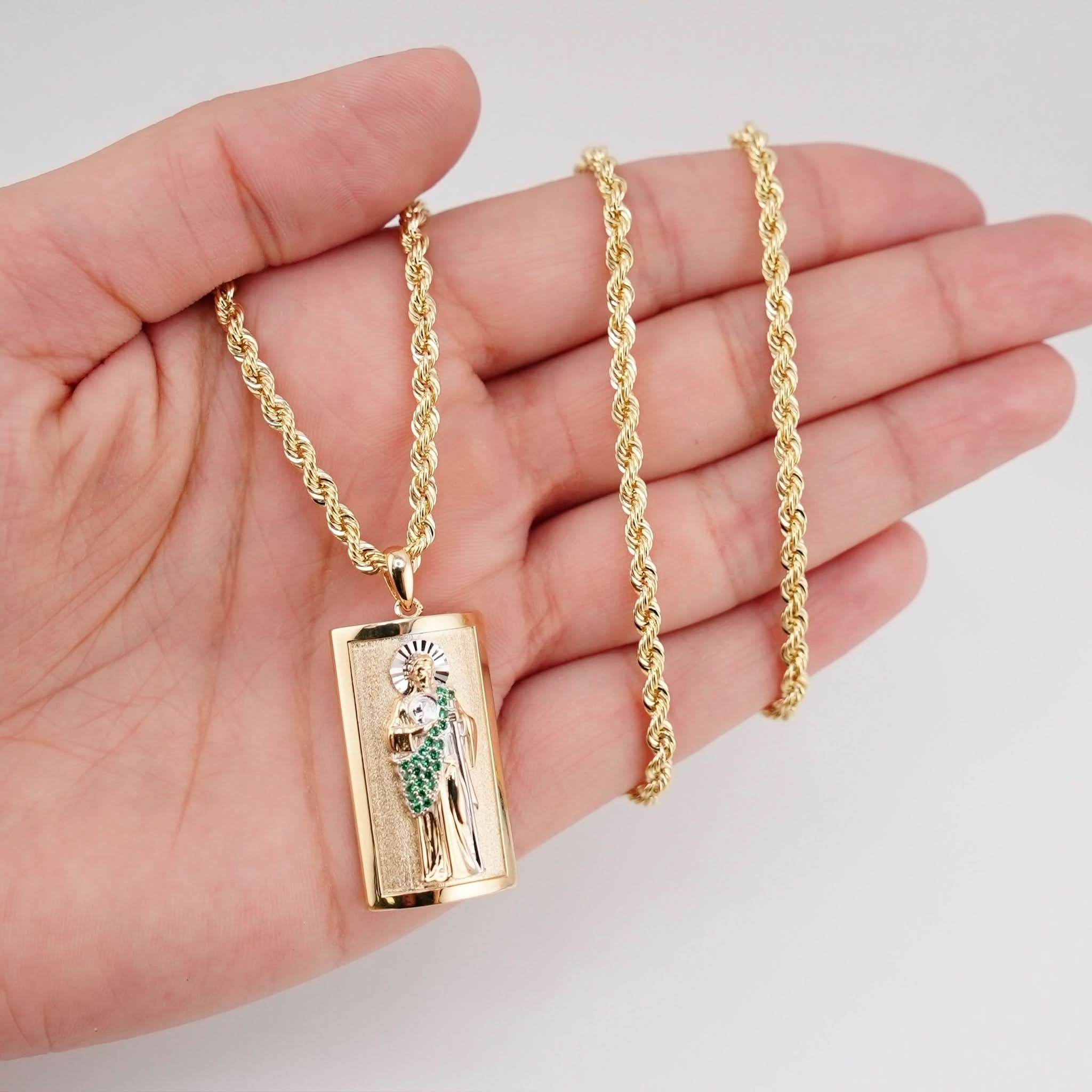 14k Gold San Judas Chain Set