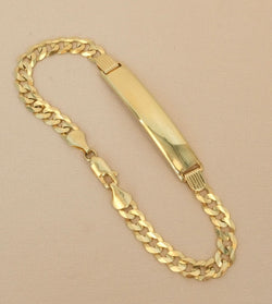 14K Gold Solid White Pave Curb Bracelet 7mm