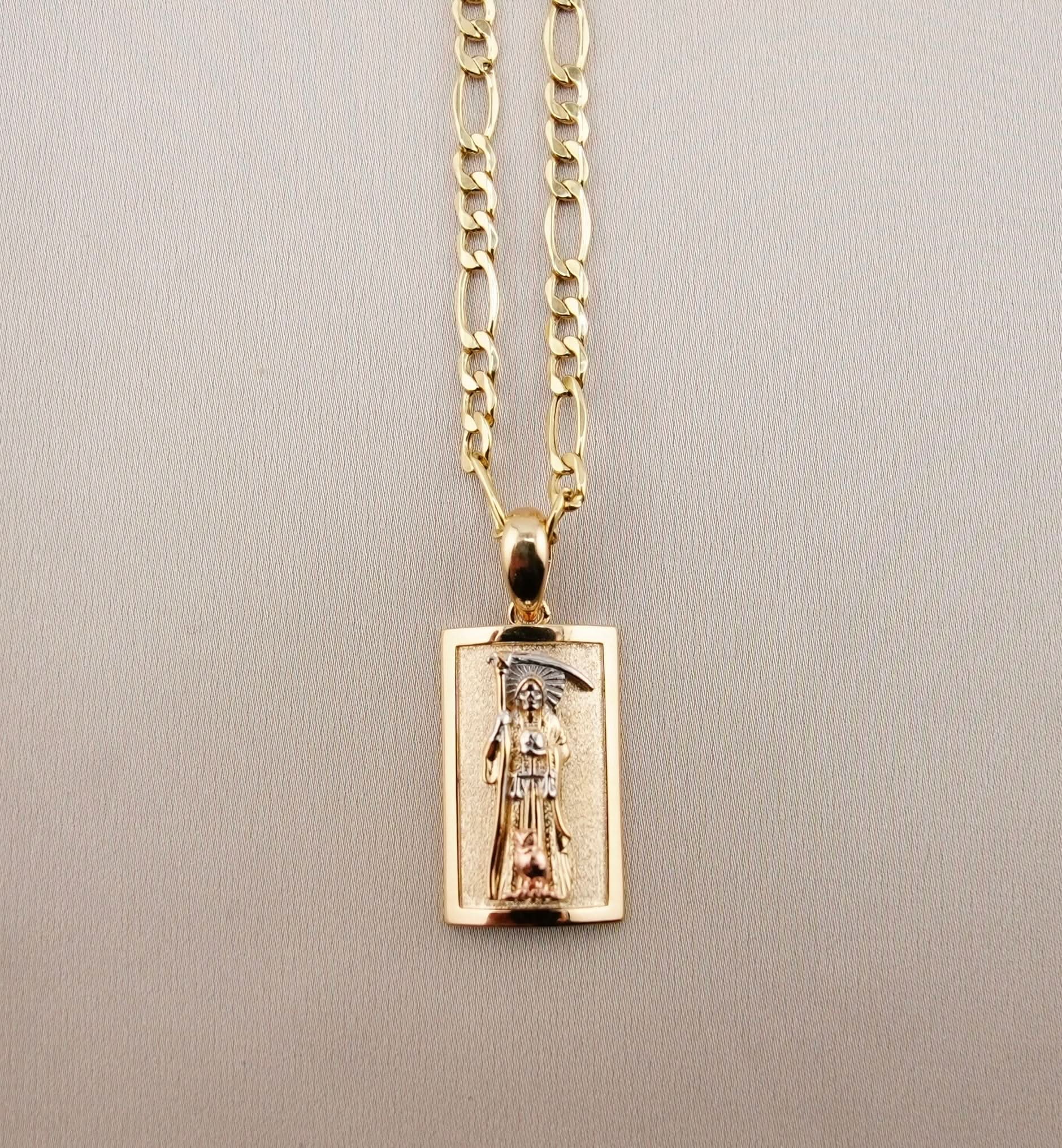 14k Gold Santa Muerte Chain Set