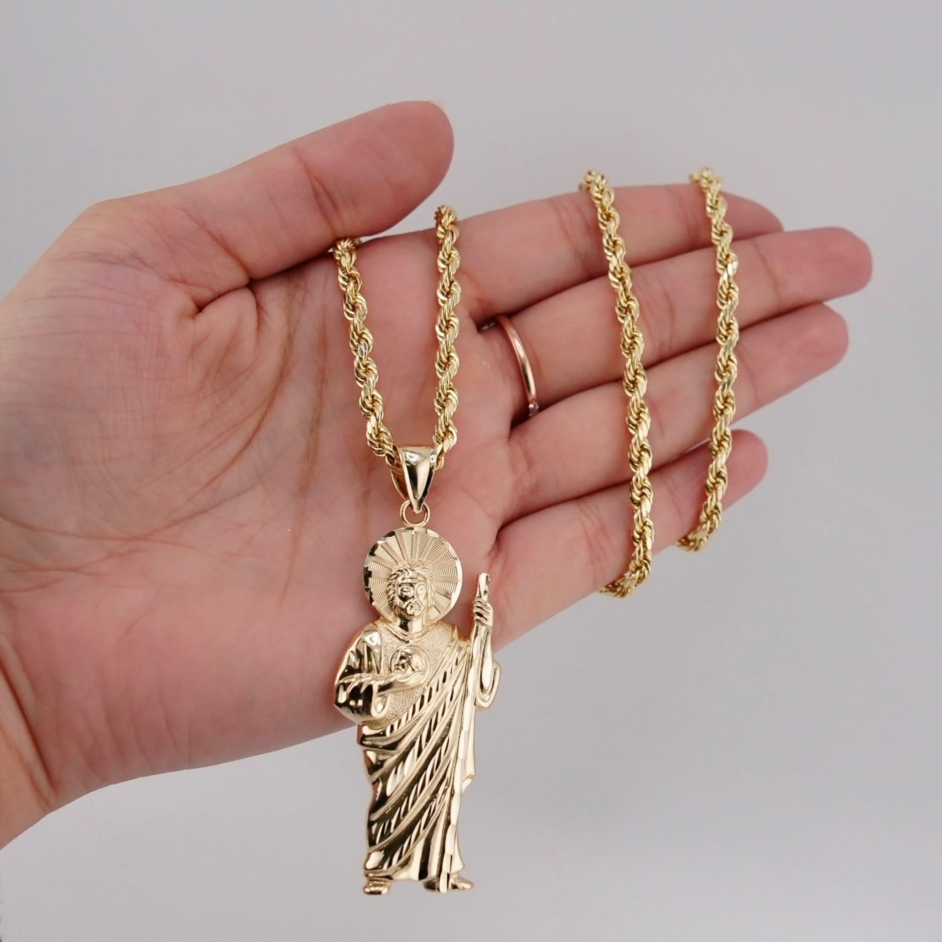 14k Gold San Judas Chain Set