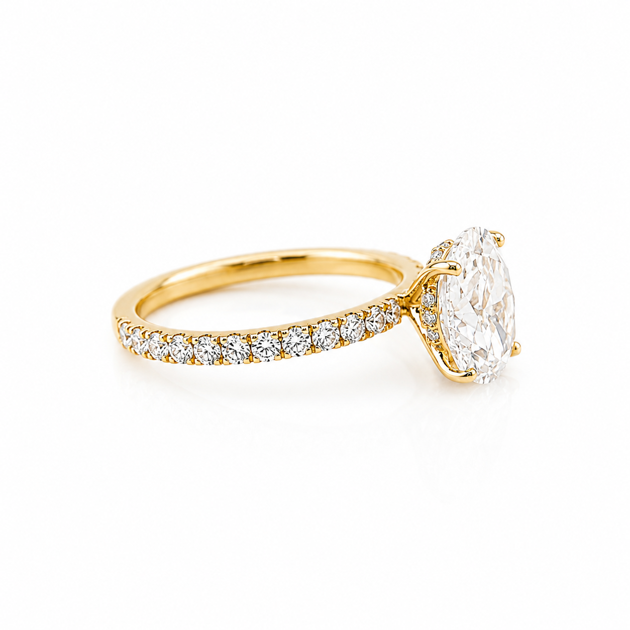 14k Gold Oval Lab Diamond Ring 3.08ct