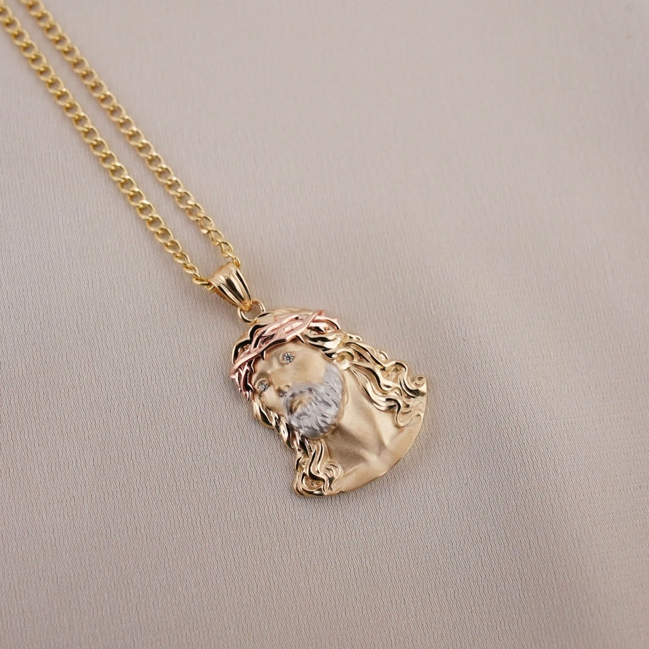 14k Gold Small Jesus Chain Set