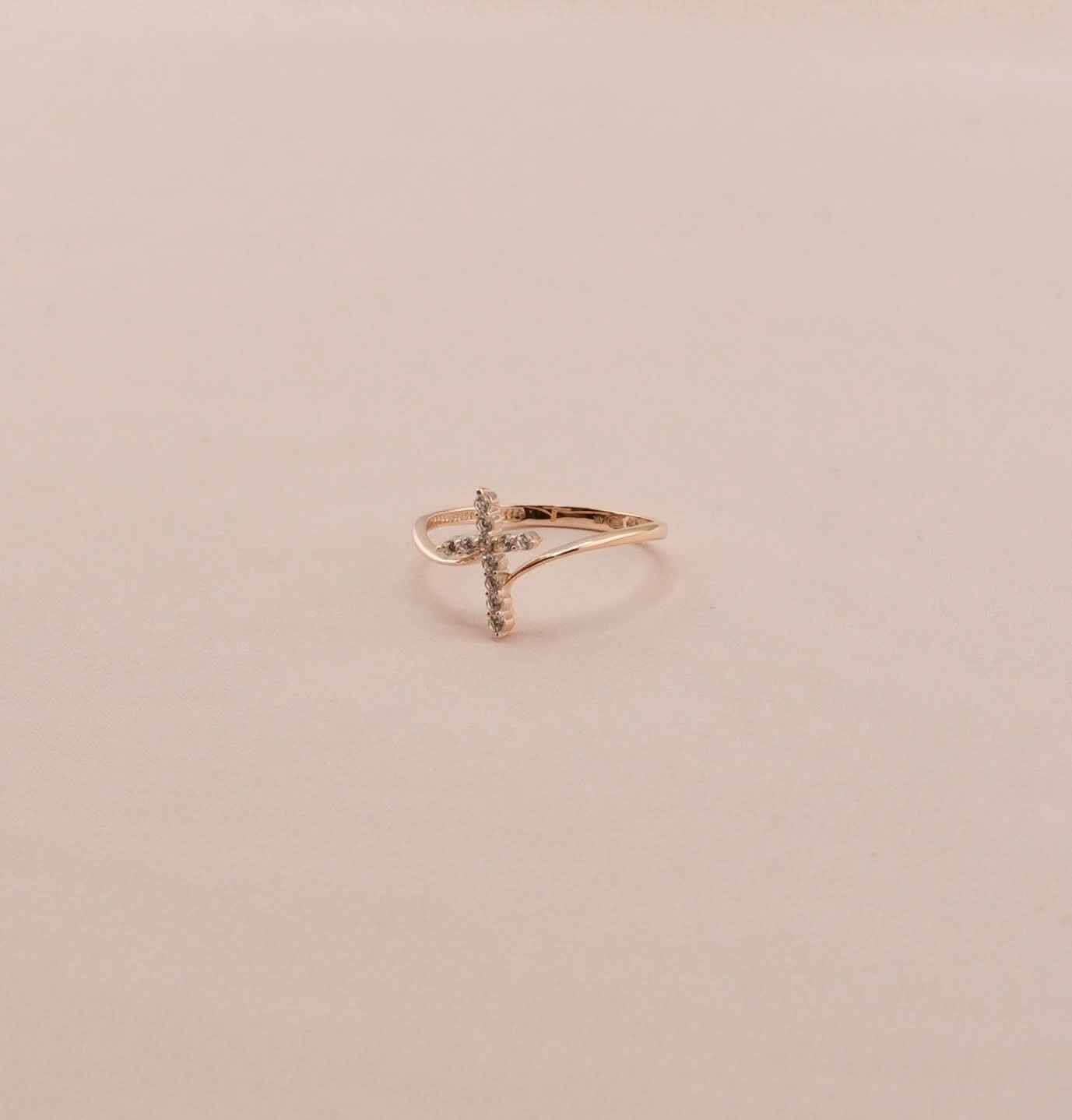 14K Gold Small Cross Women’s Ring