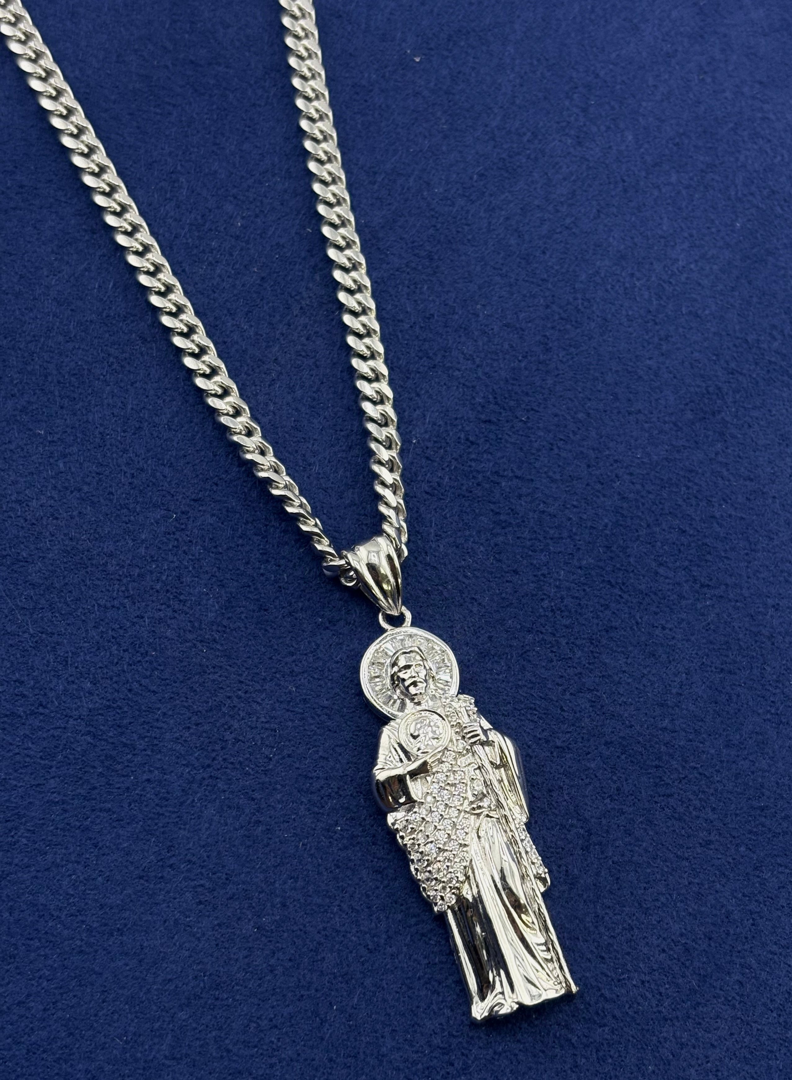 Silver 925 San Judas Chain Set