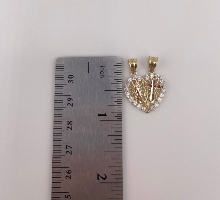 14k Gold Virgencita Heart Chain Set CBP#42