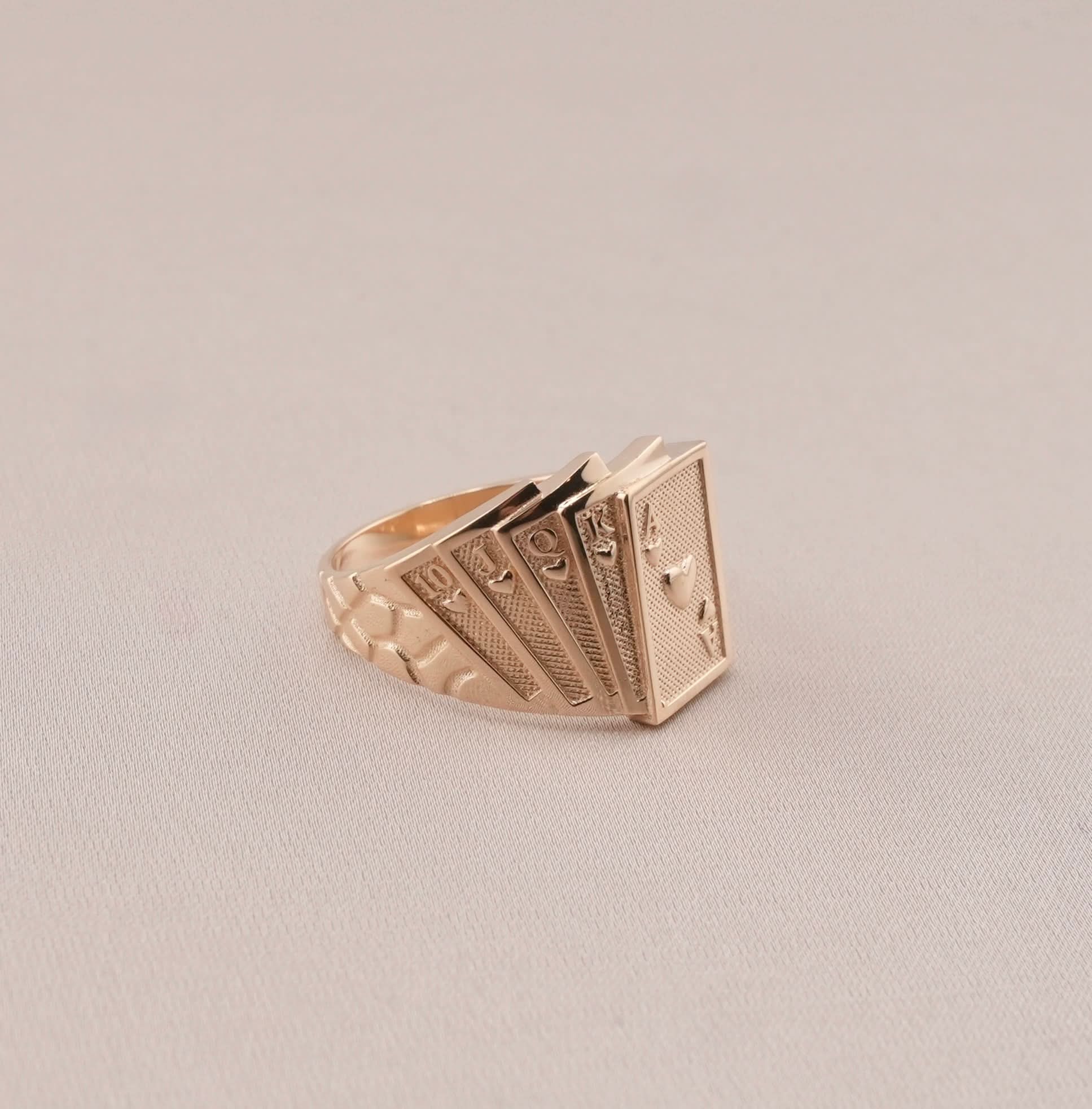14K Gold Deck Of Cards Men's Ring