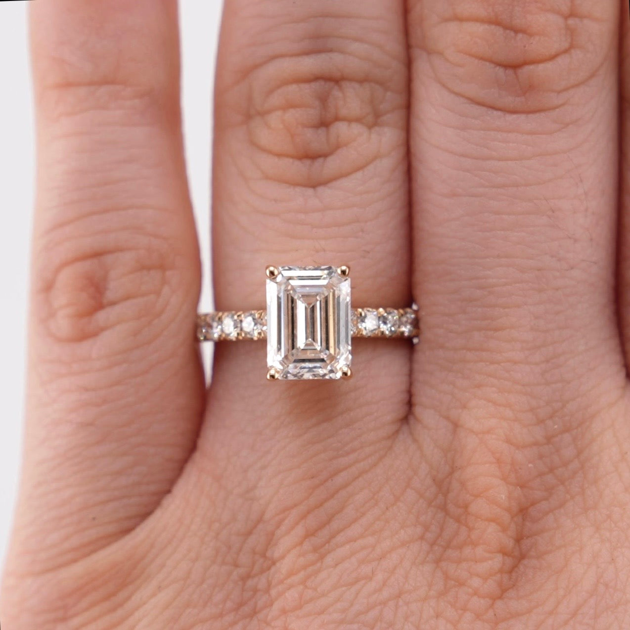 14k Gold Emerald Lab Diamond Ring 3.10ct