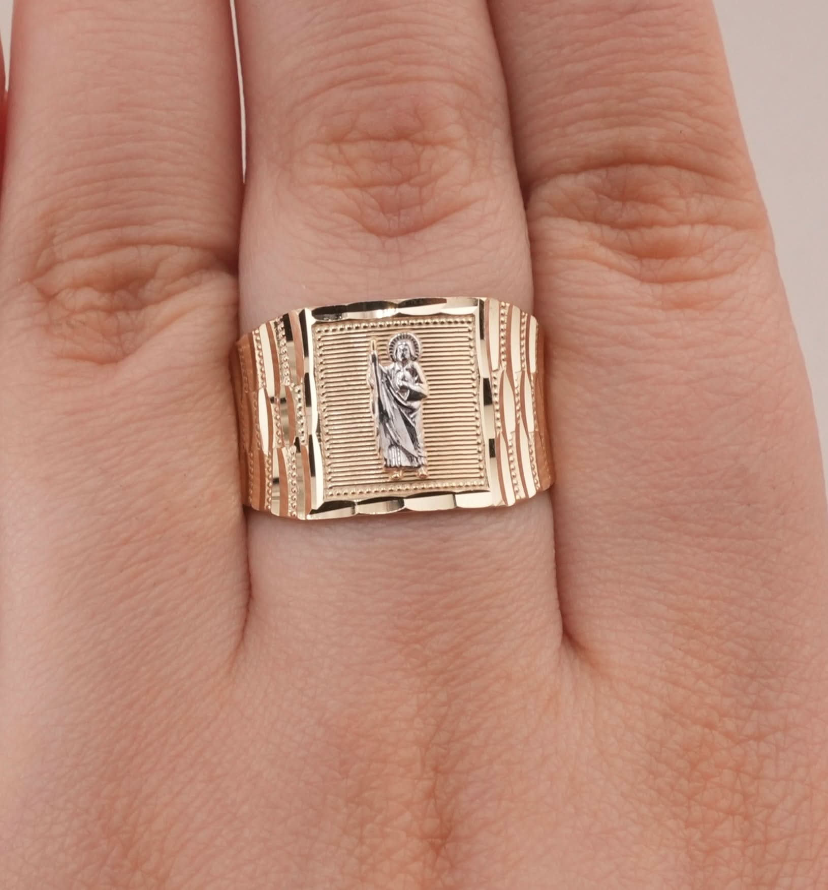 14K Gold San Judas Men's Ring