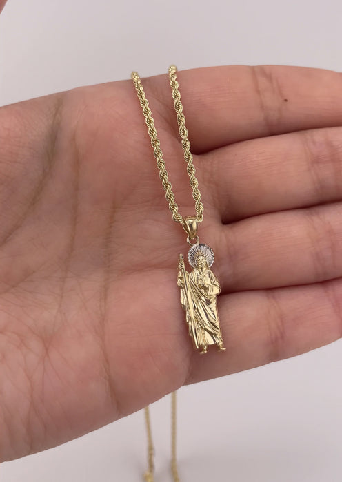 14k Gold Mini San Judas Chain Set