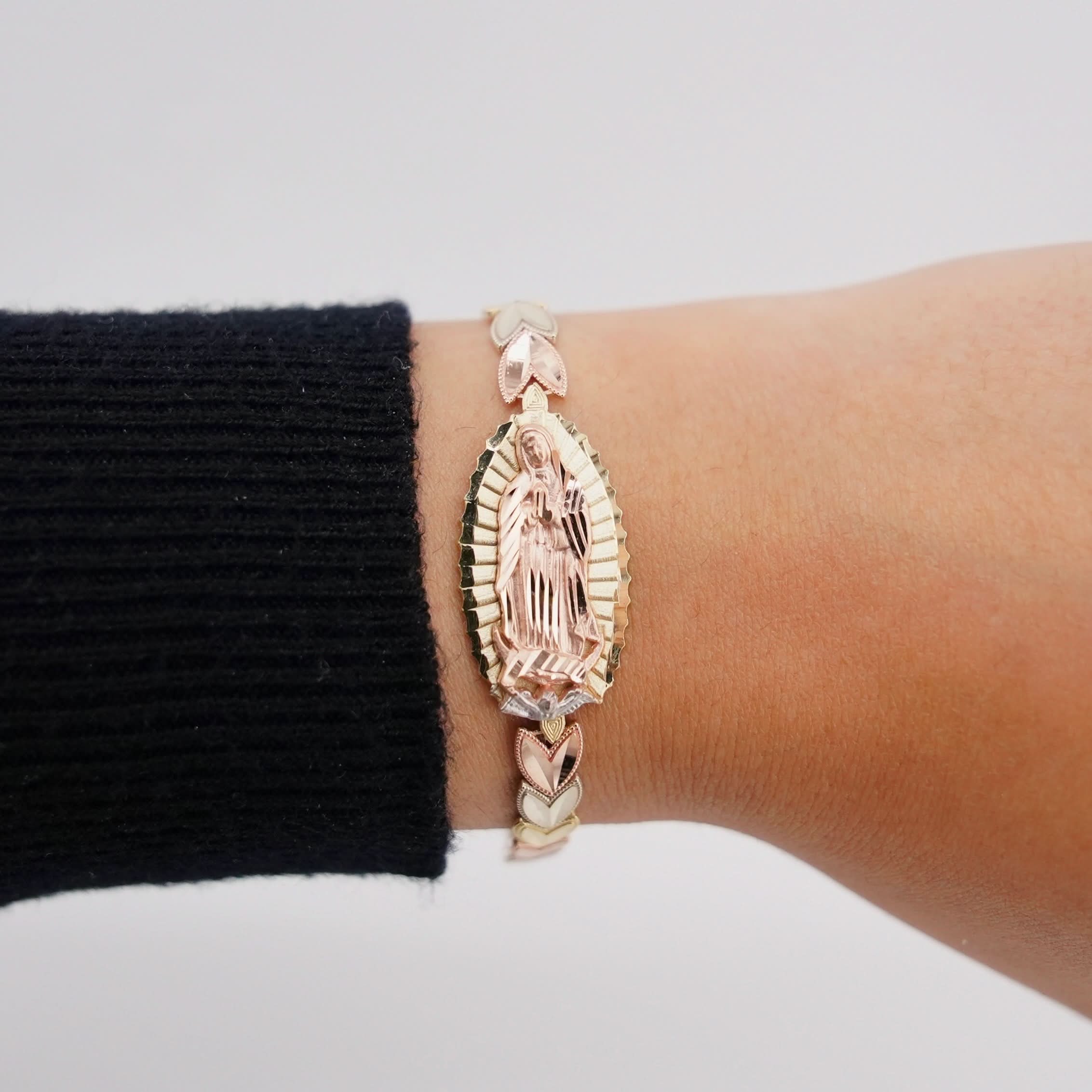 14k Gold Tri Color Virgencita Bracelet