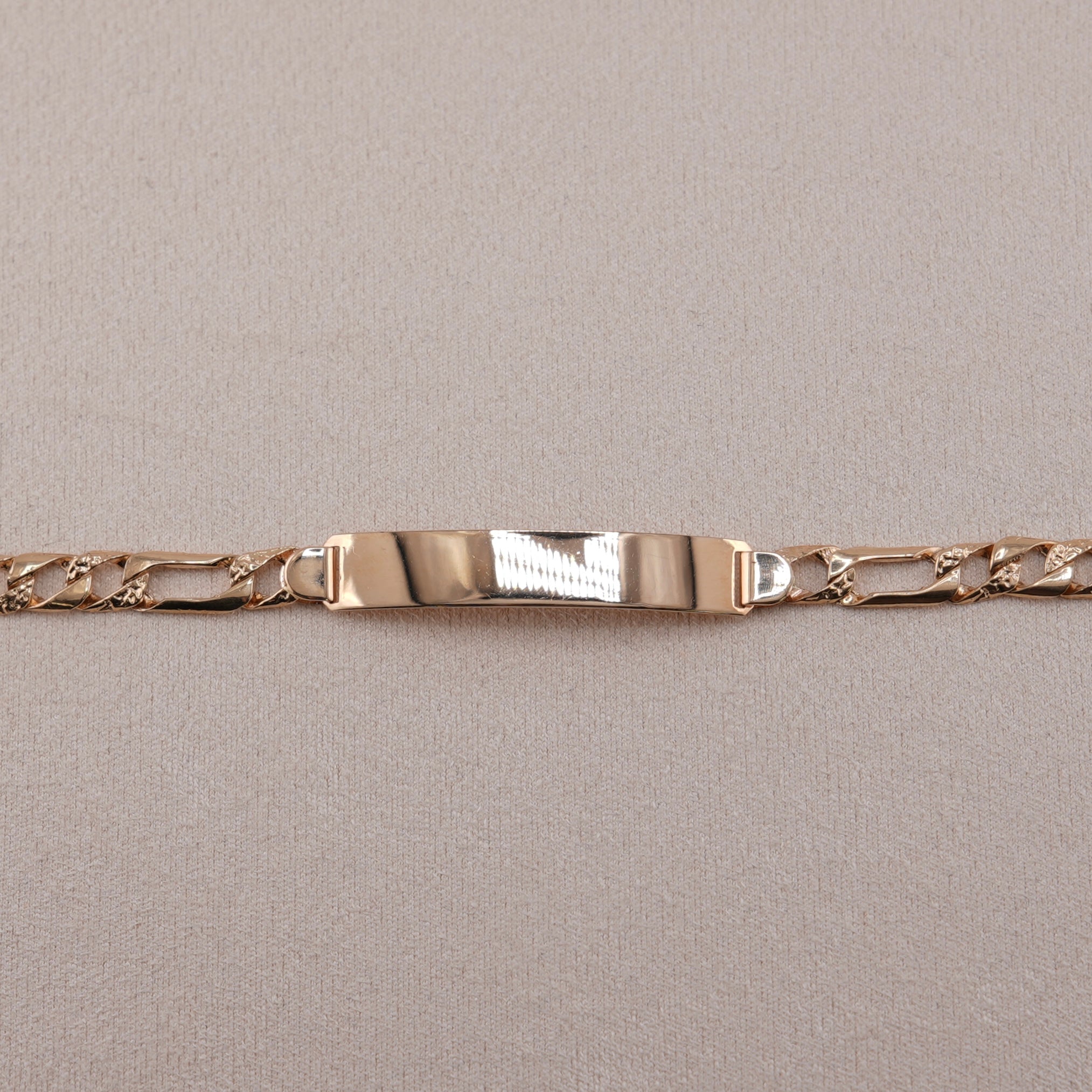 14k Gold Hollow Figaro ID Bracelet