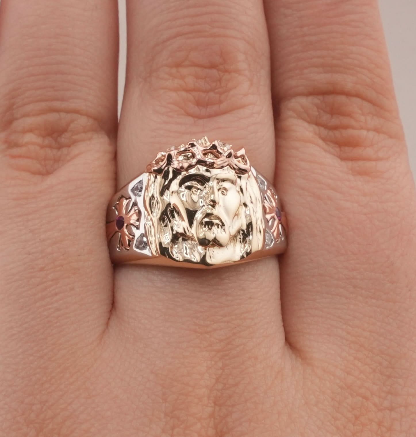 14K Gold Jesus Men's Ring