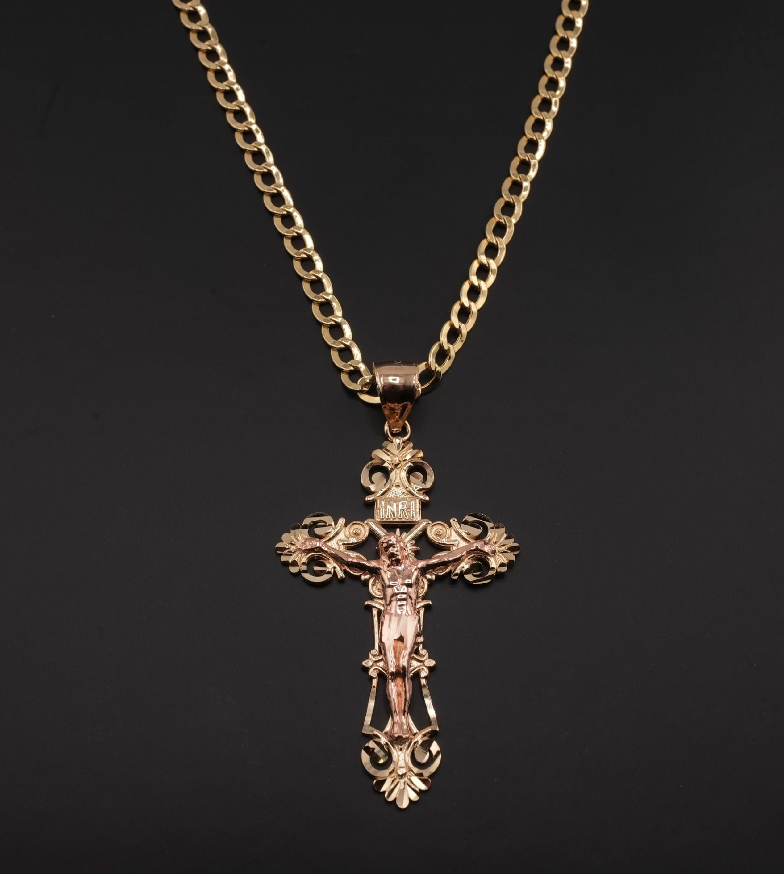 14K Gold Cross Chain Set
