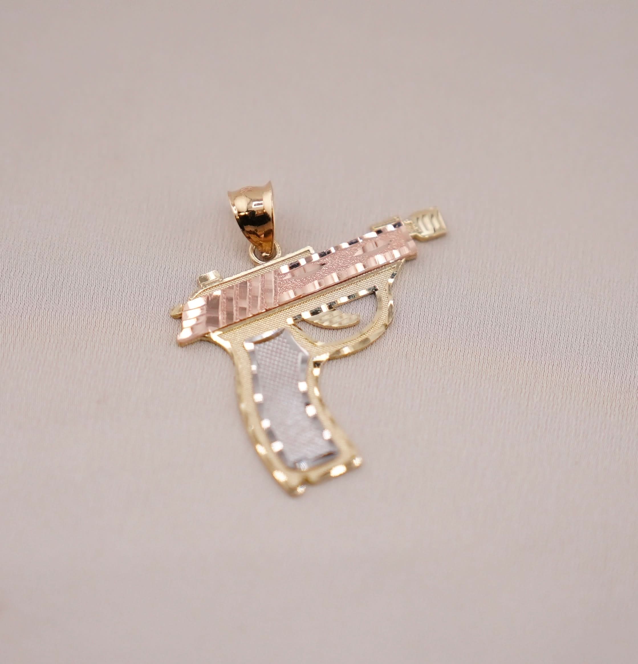 14k Gold Medium Gun Pendant
