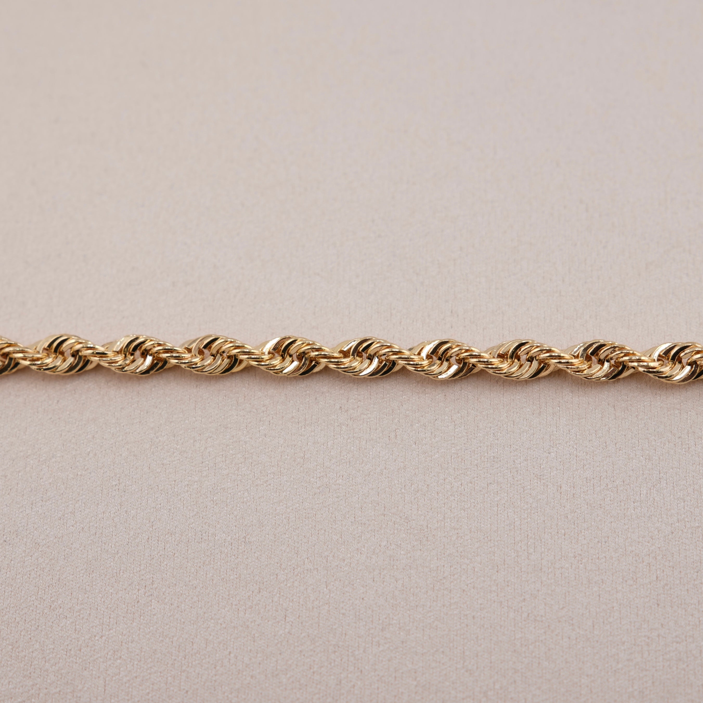14k Gold Hollow Rope Bracelet 6.4mm