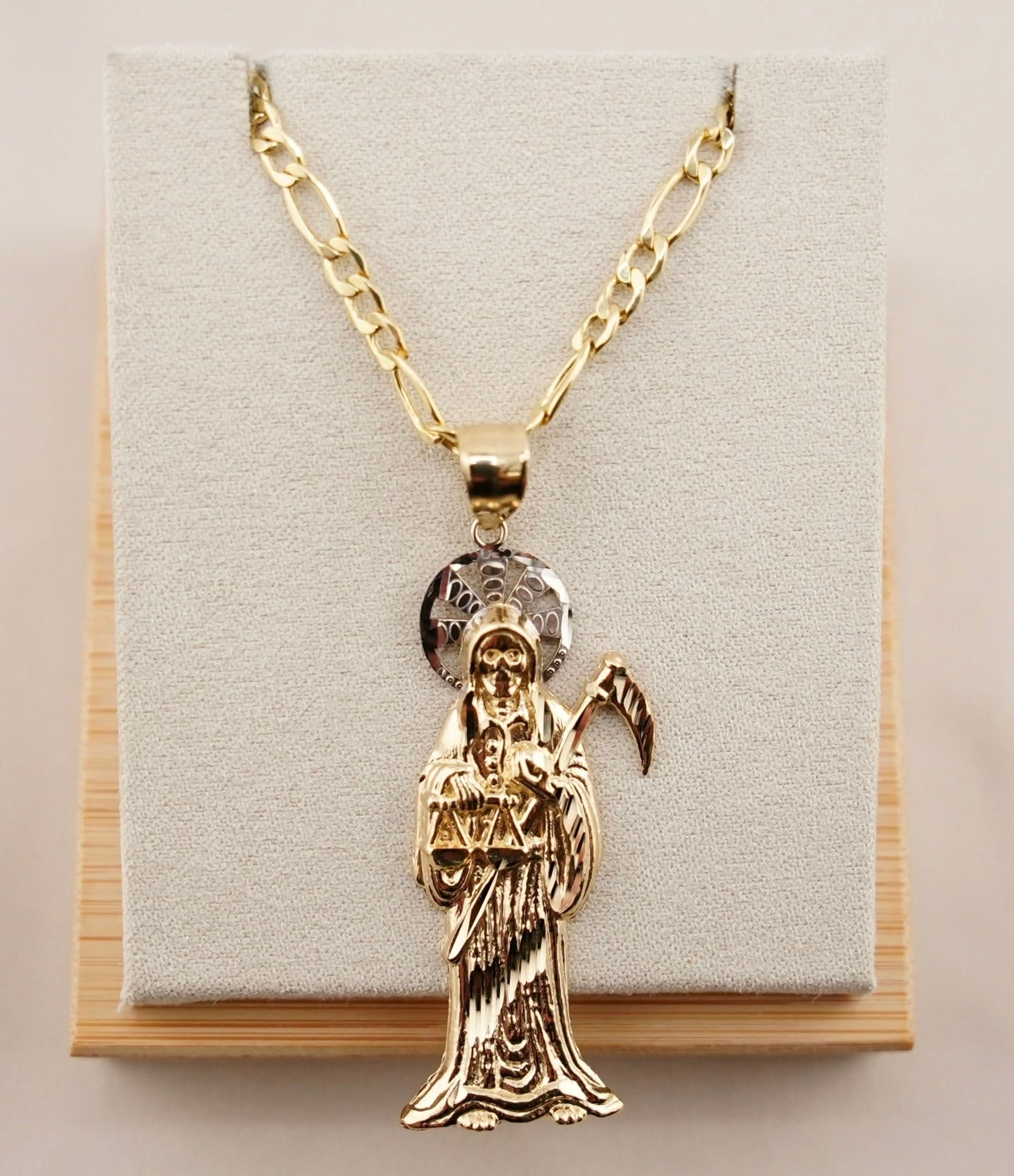 14k Gold Santa Muerte Chain Set
