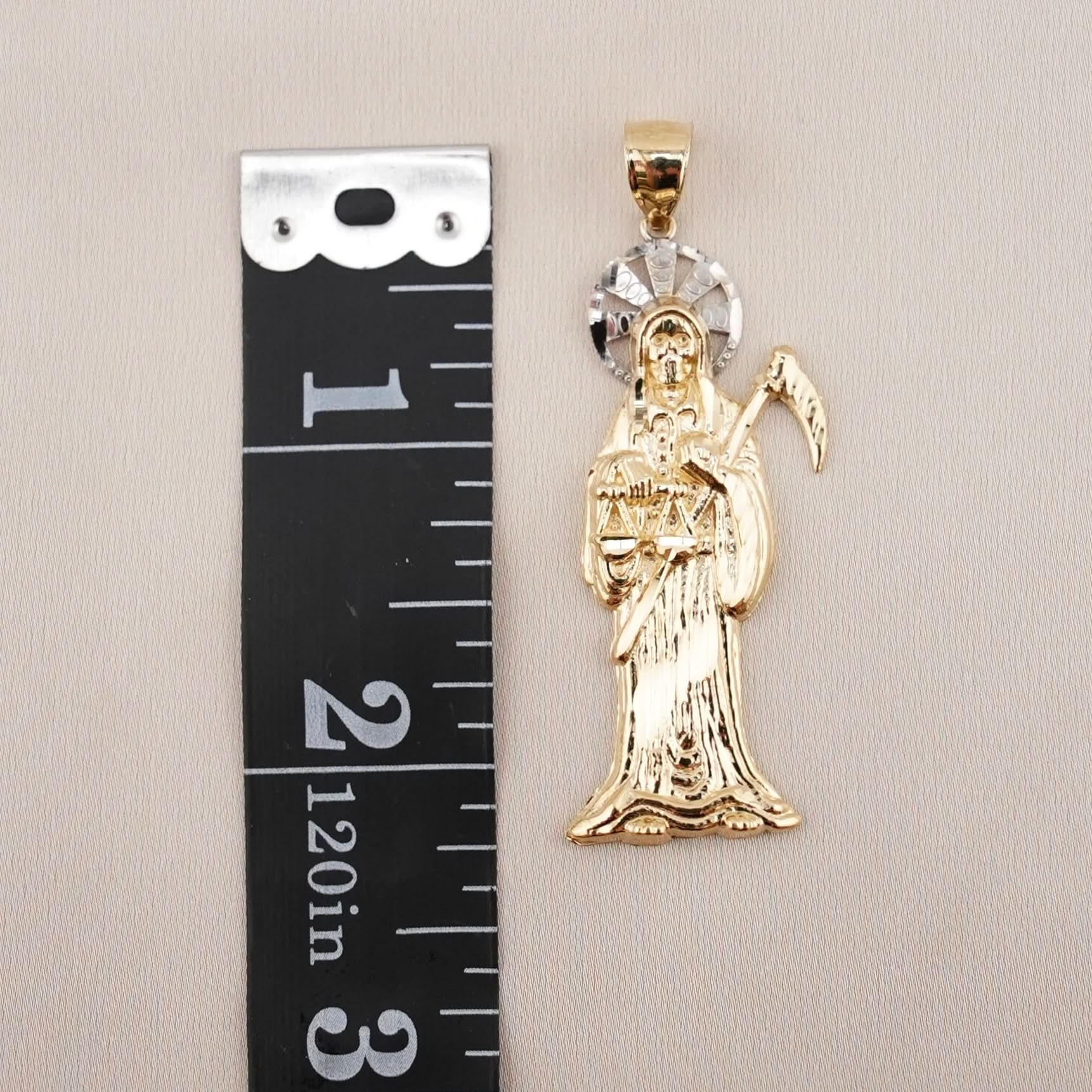 14k Gold Santa Muerte Pendant