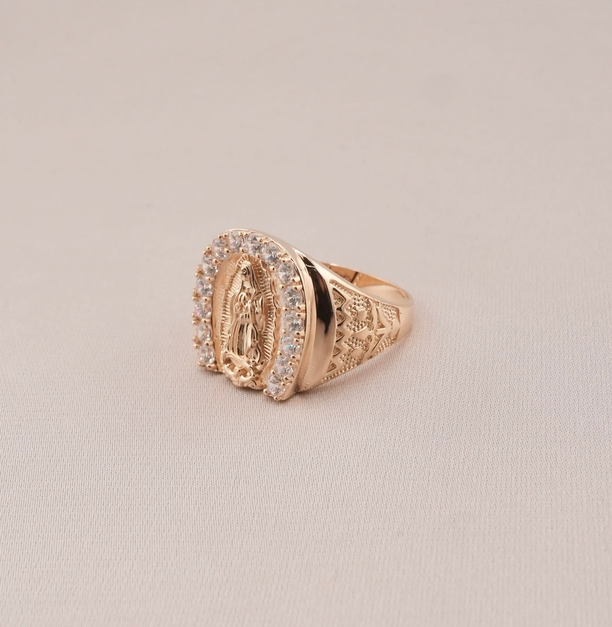 14K Gold Virgencita Men's Ring