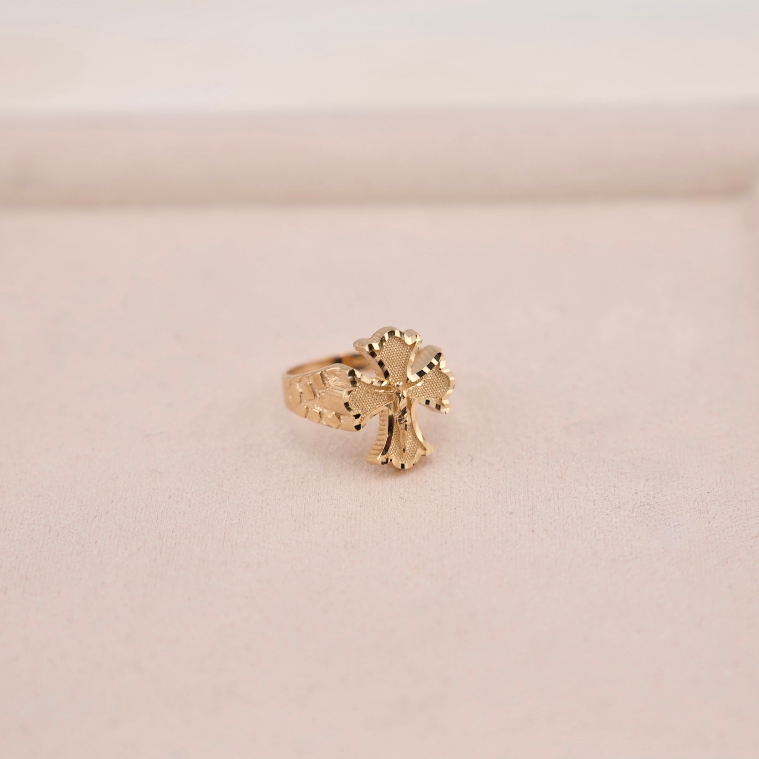 14k Gold Medium Cross Nugget Ring