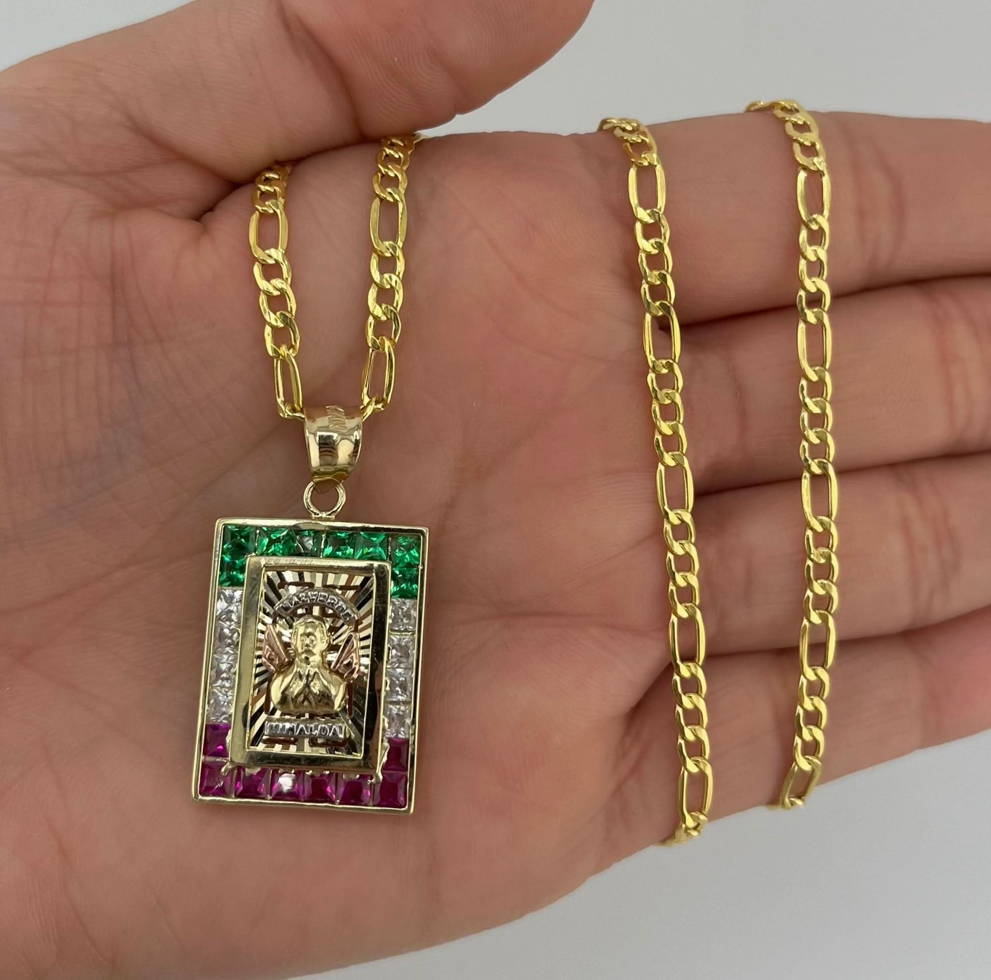 14k Gold Small Malverde Pendant or Chain Set P49-03