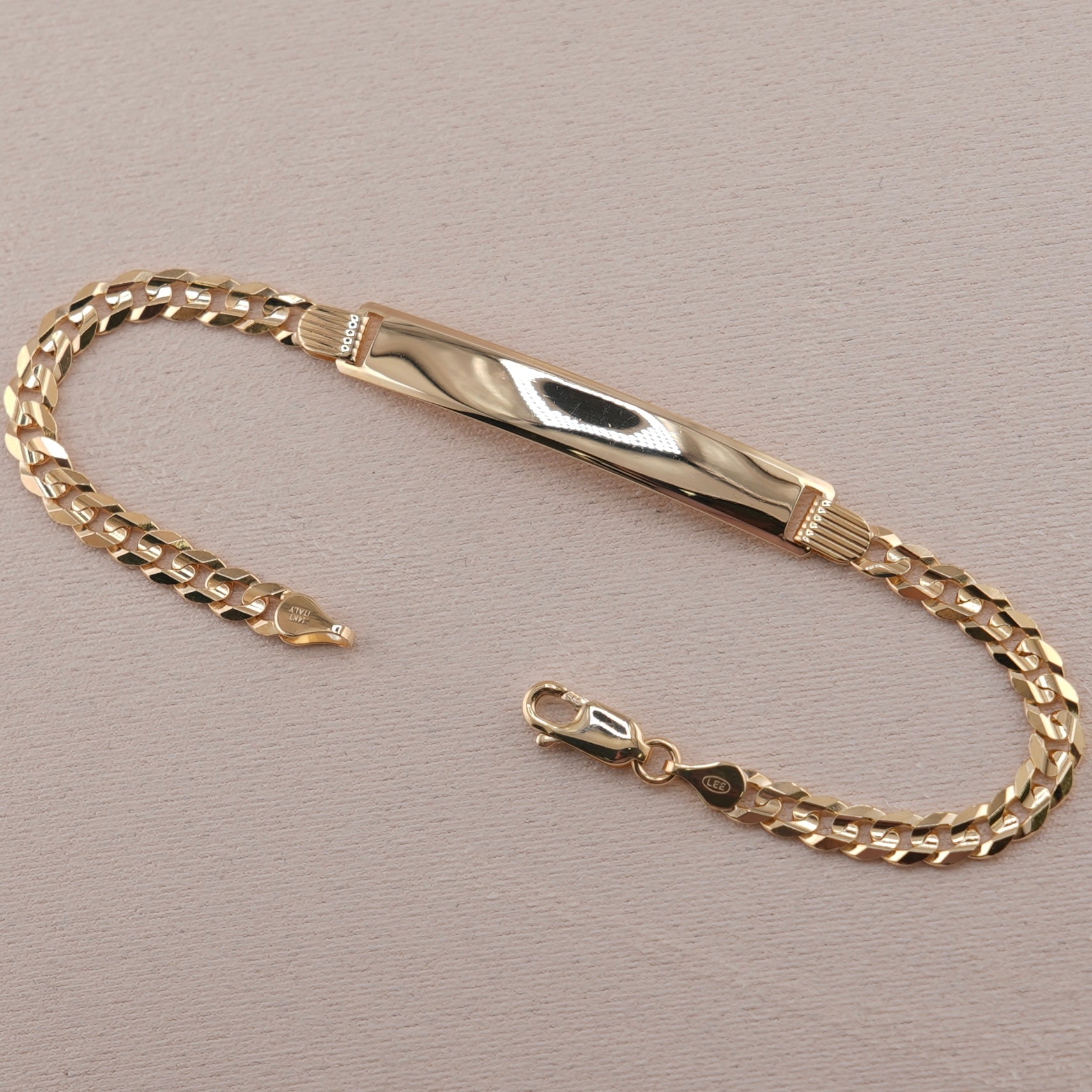 14k Gold Women’s Solid Curb ID Bracelet 4.5mm