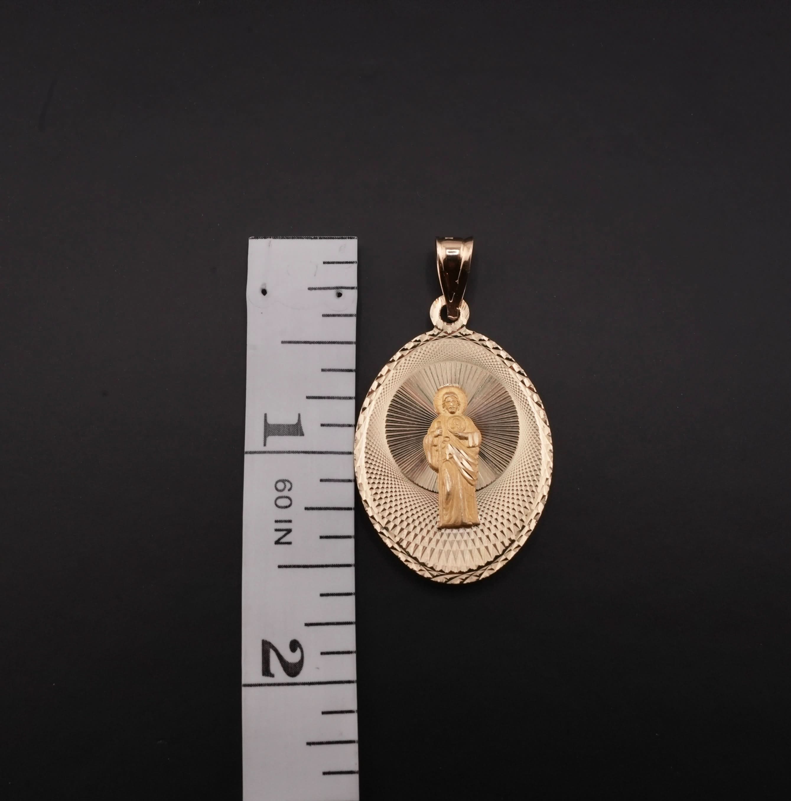 14k Gold Double-Sided Virgencita & San Judas Pendant