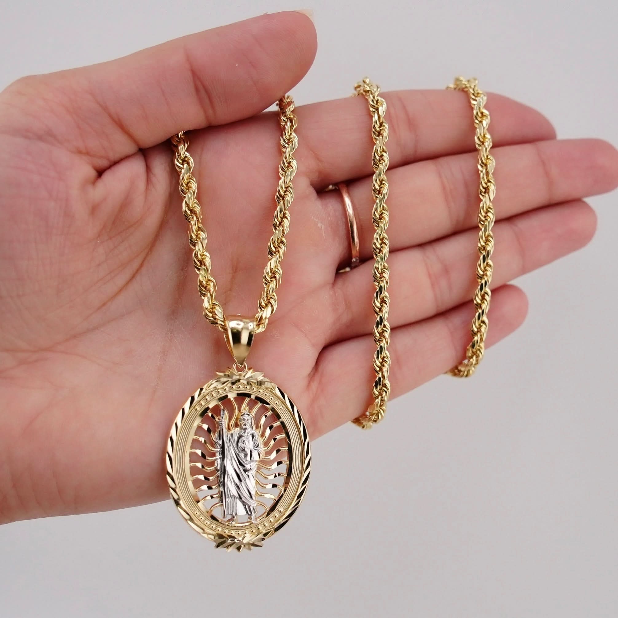 14k Gold San Judas Chain Set