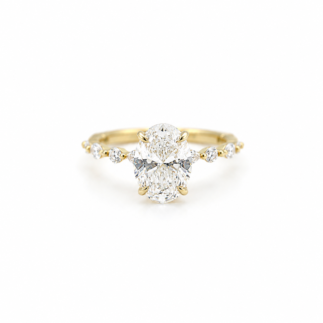14k Gold Oval Lab Diamond Ring 3.09ct