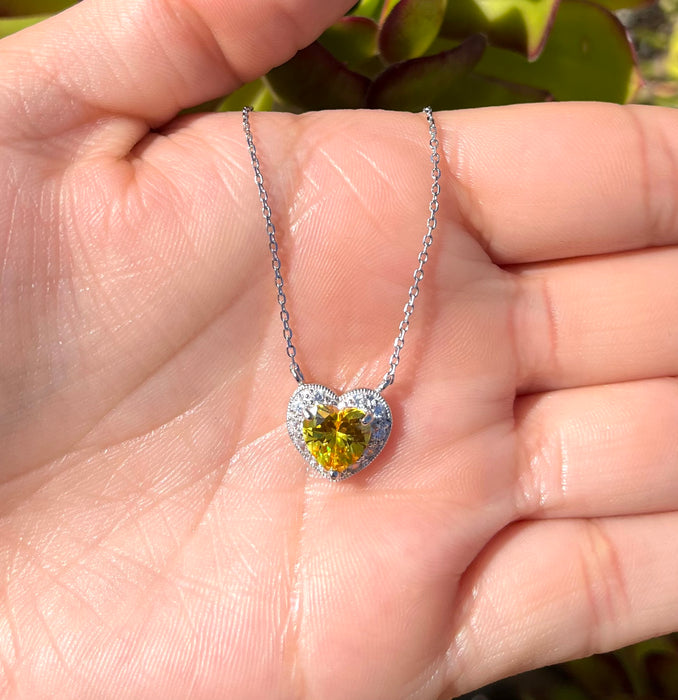 925 Silver Yellow Heart Necklace