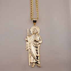 14k Gold Large San Judas Chain Set