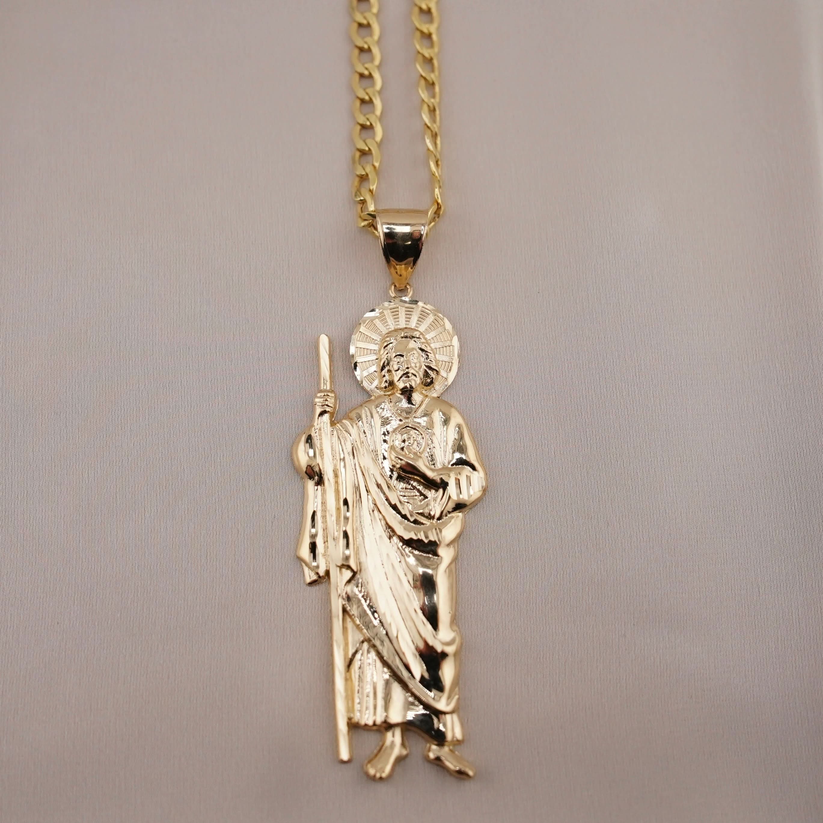 14k Gold Large San Judas Chain Set