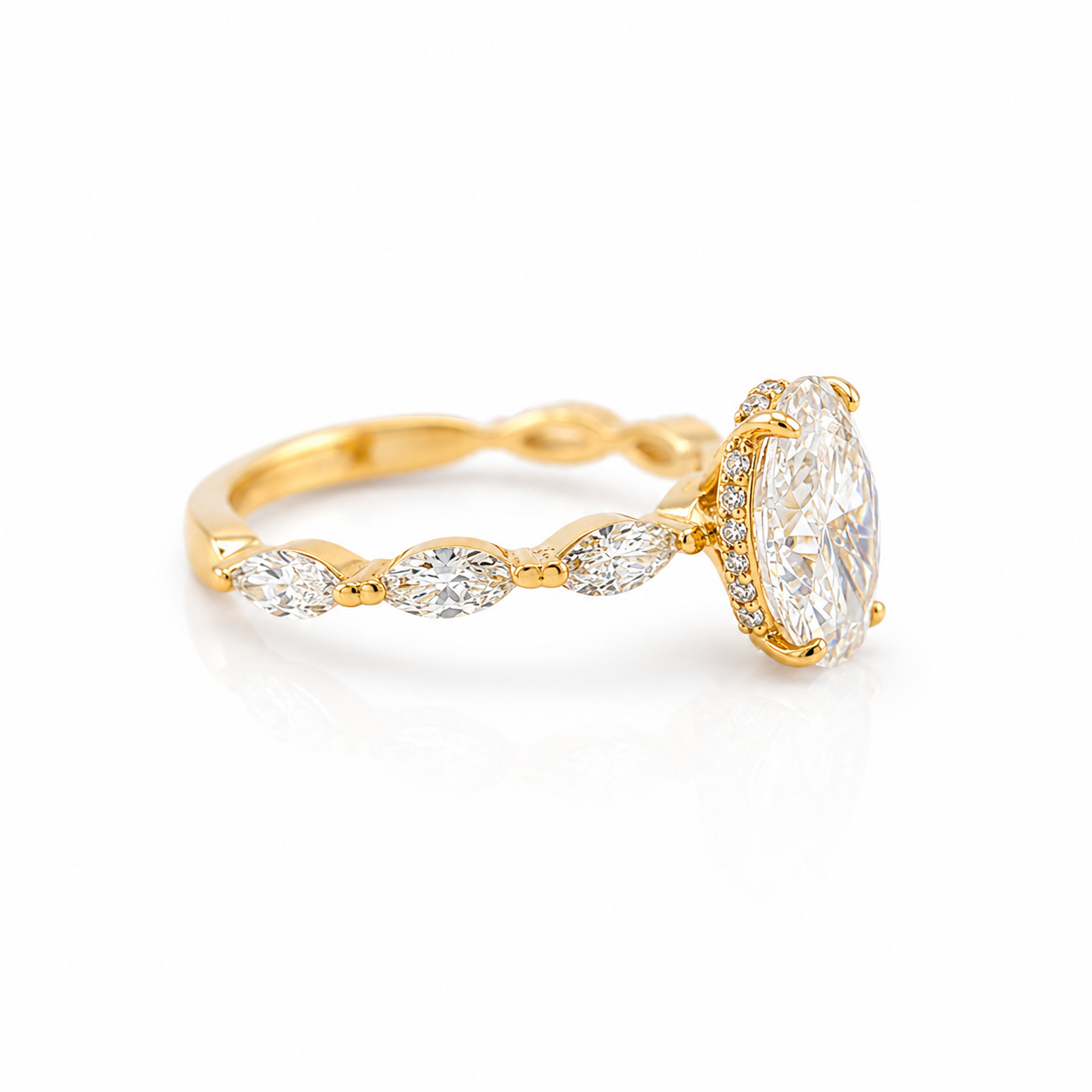 14k Gold Oval Lab Diamond Ring 2.02ct