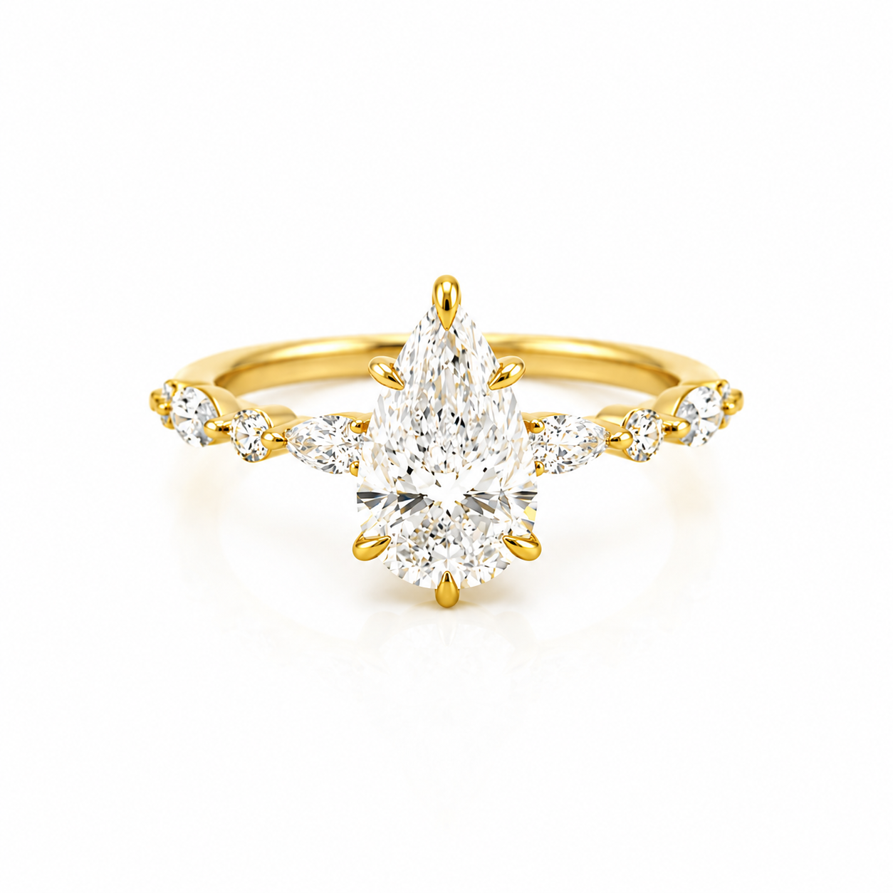 14k Gold Pear Lab Diamond Ring 2.02ct