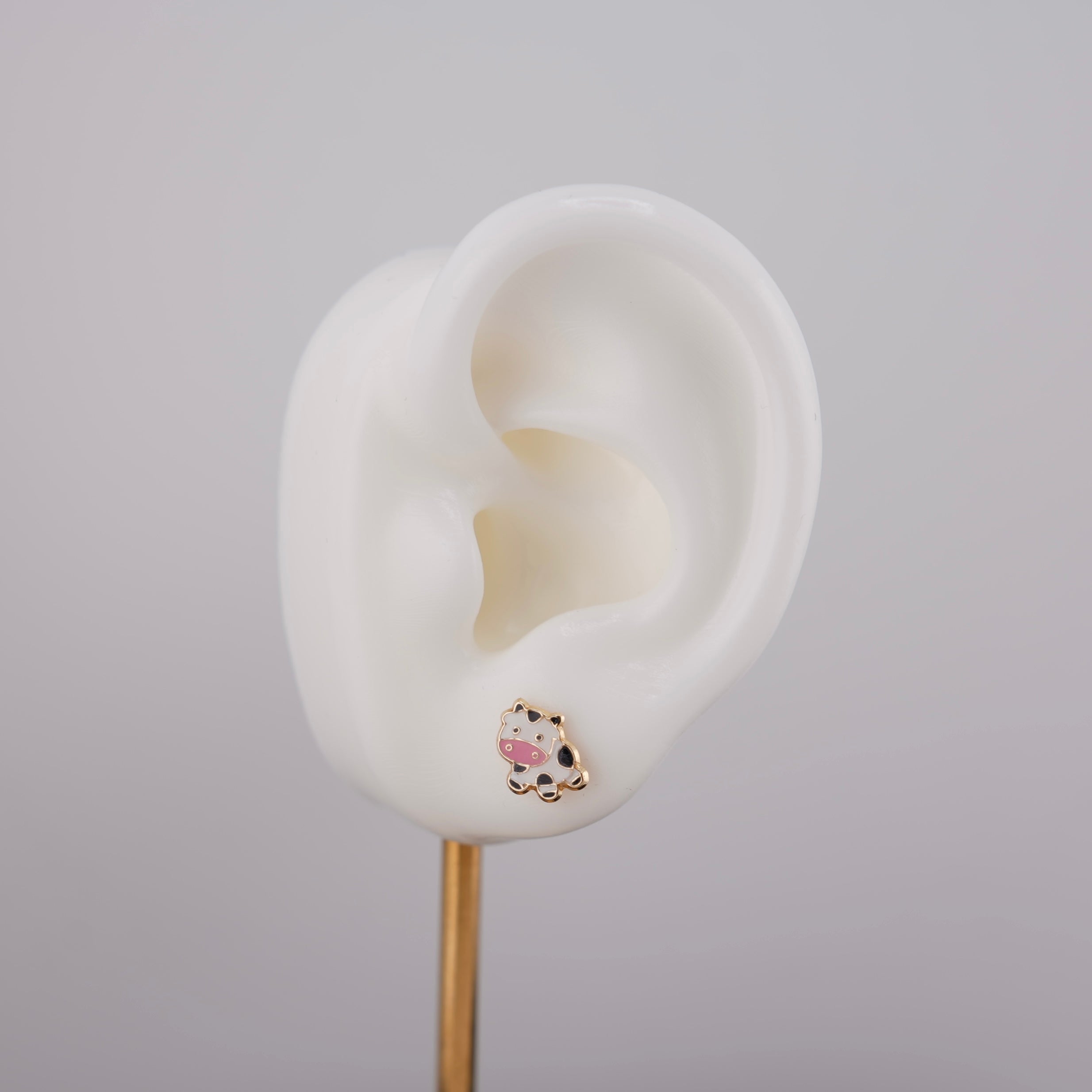 14k Gold Cow Earrings