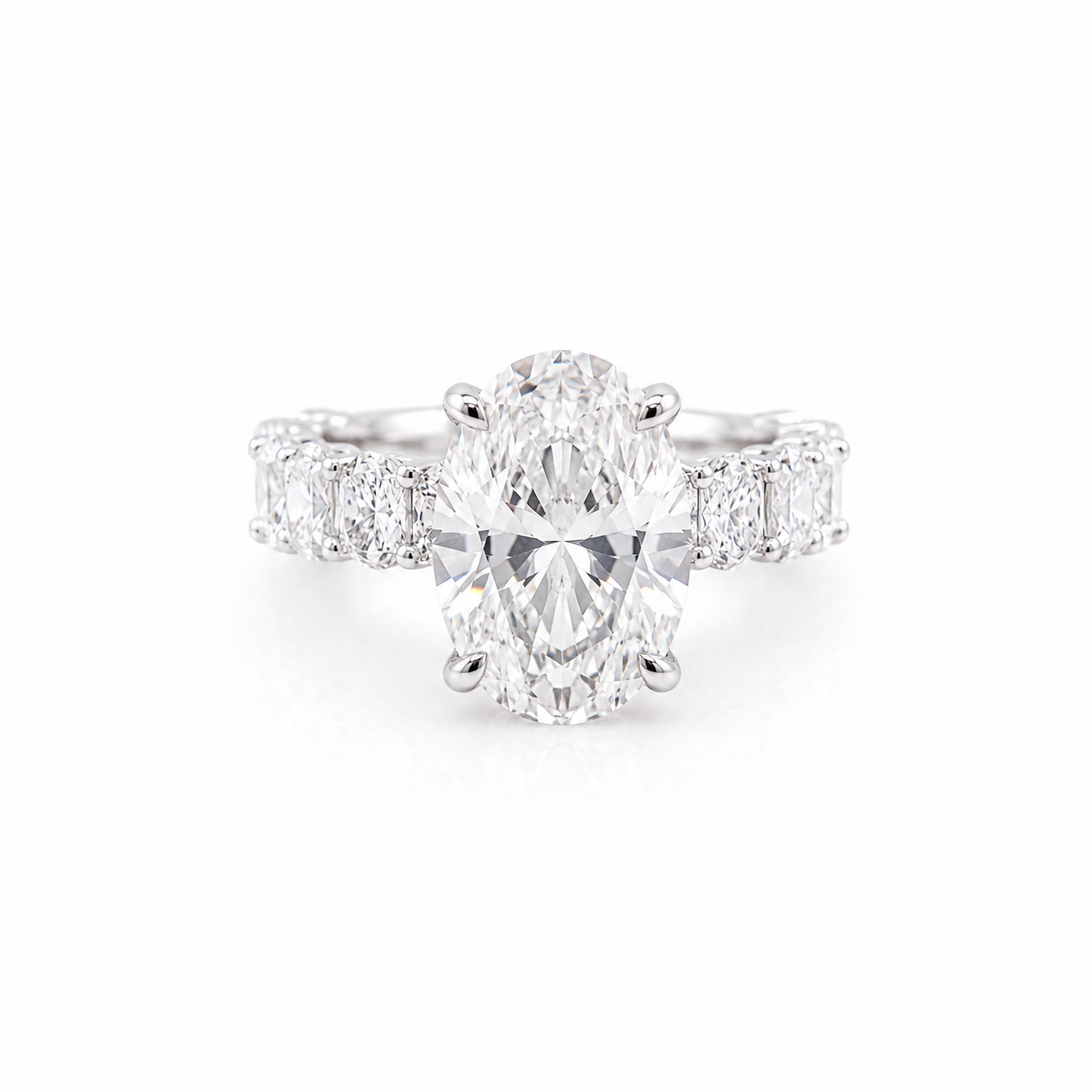 14k White Gold Oval Lab Diamond 5.17ct