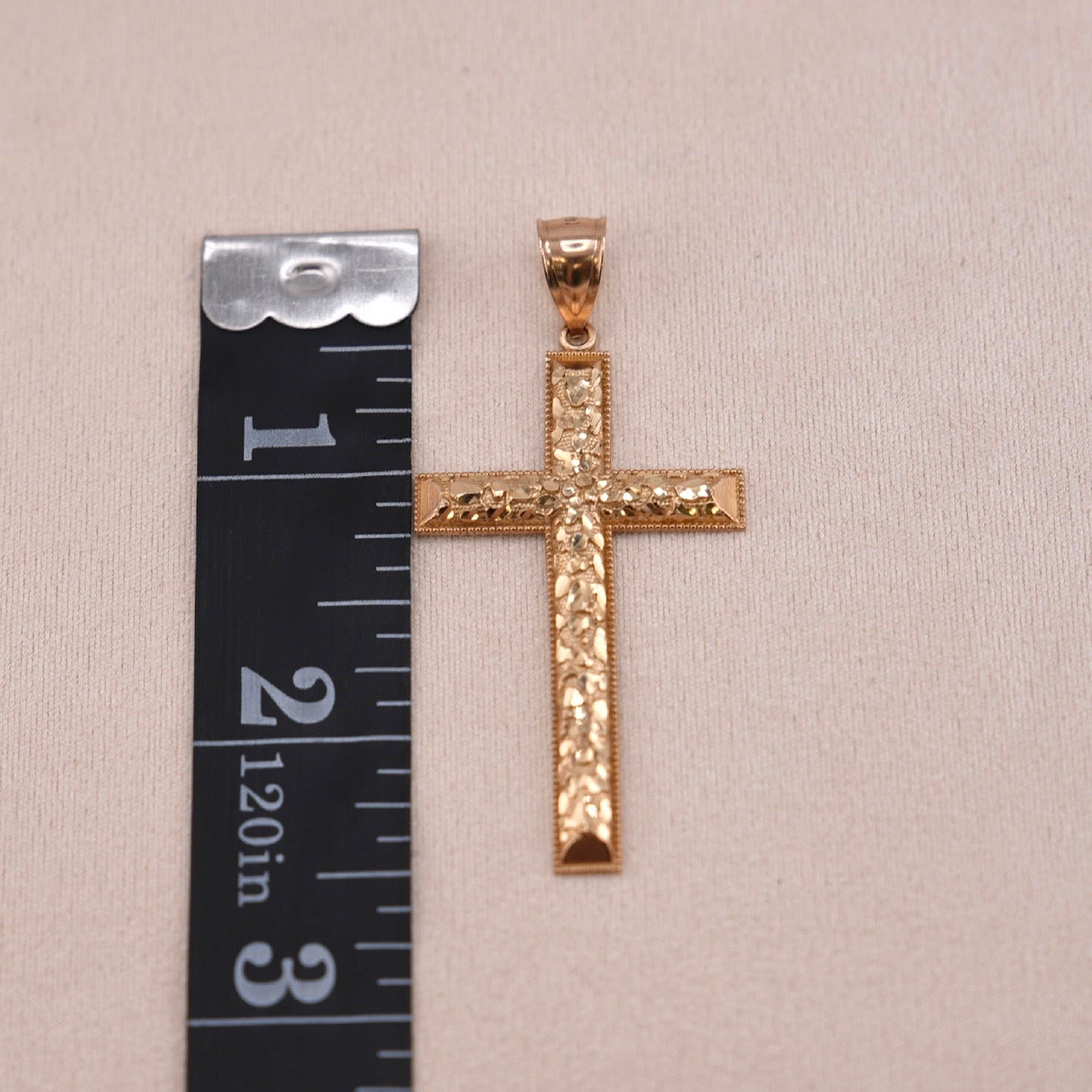 14k Gold Nugget Cross Pendant
