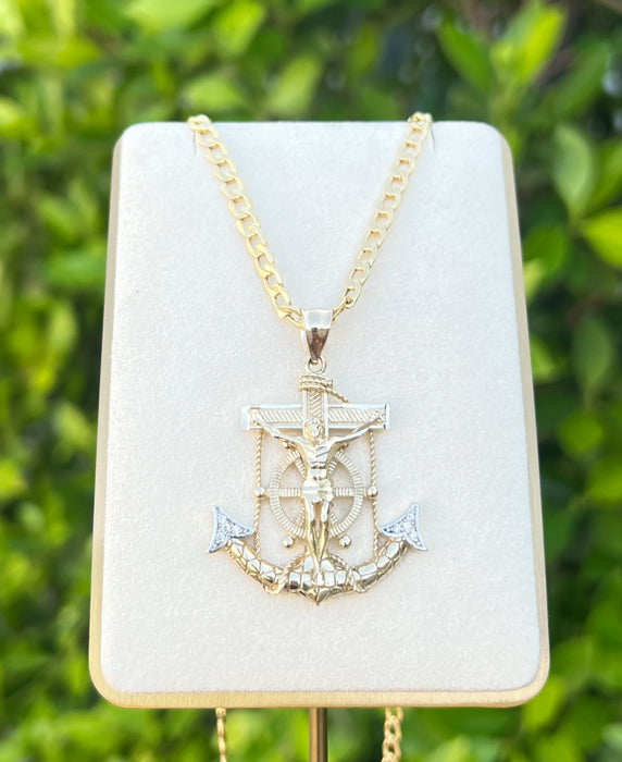 14k Gold Anchor Pendant or Chain Set  CBP#43