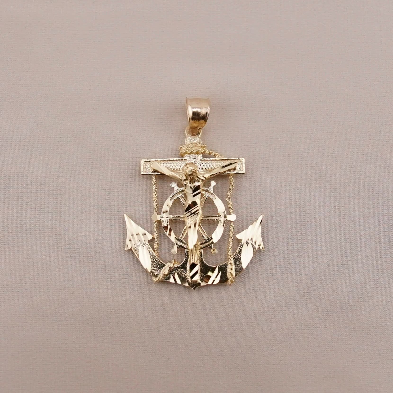 14k Gold Small Anchor Pendant