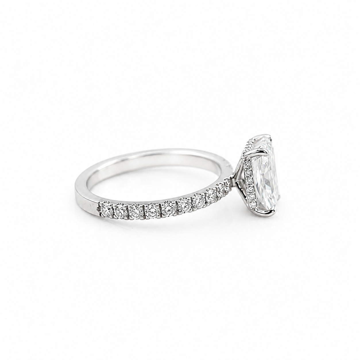 14k White Gold Radiant Lab Diamond Ring 2ct