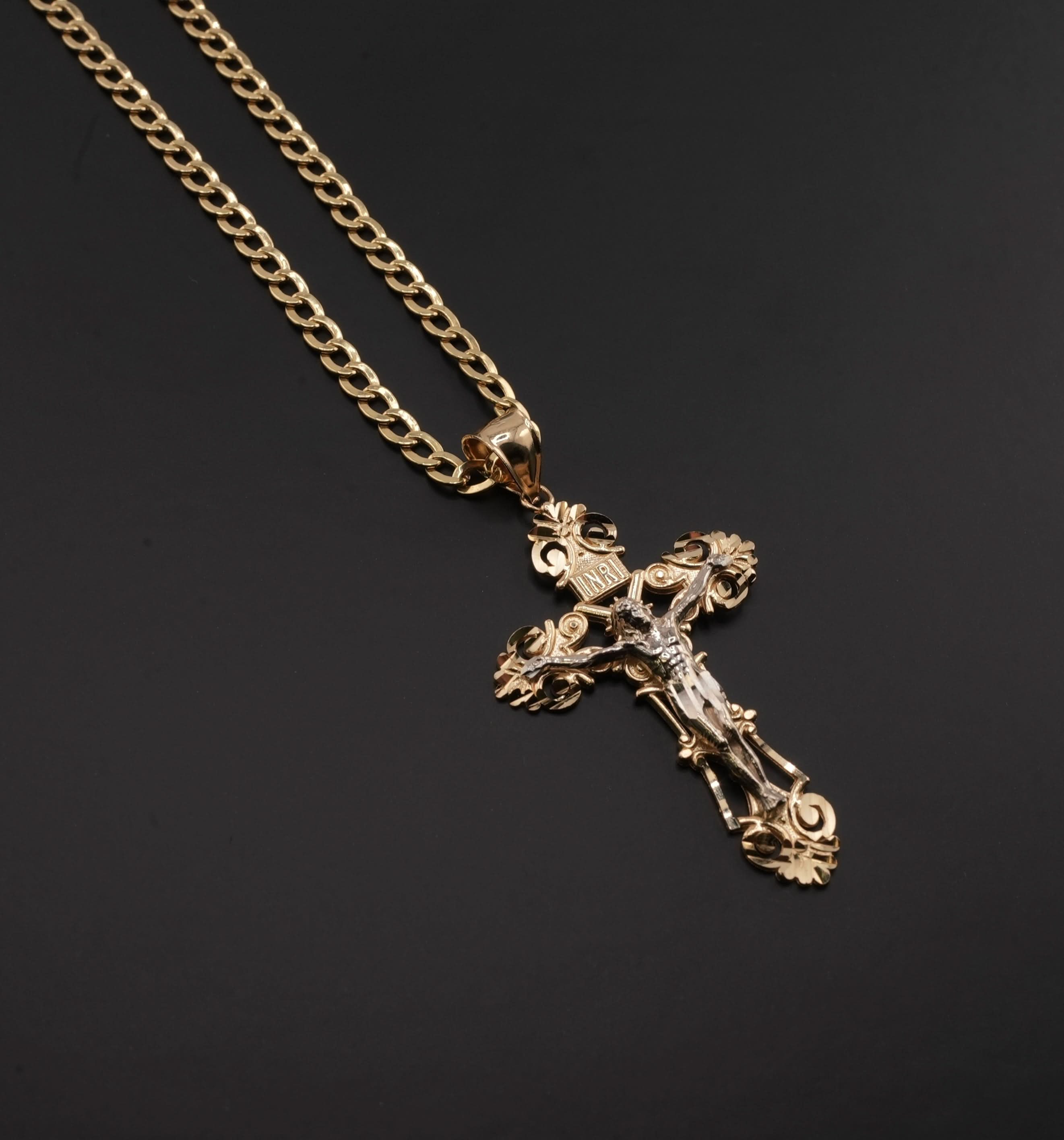 14K Gold Cross Chain Set