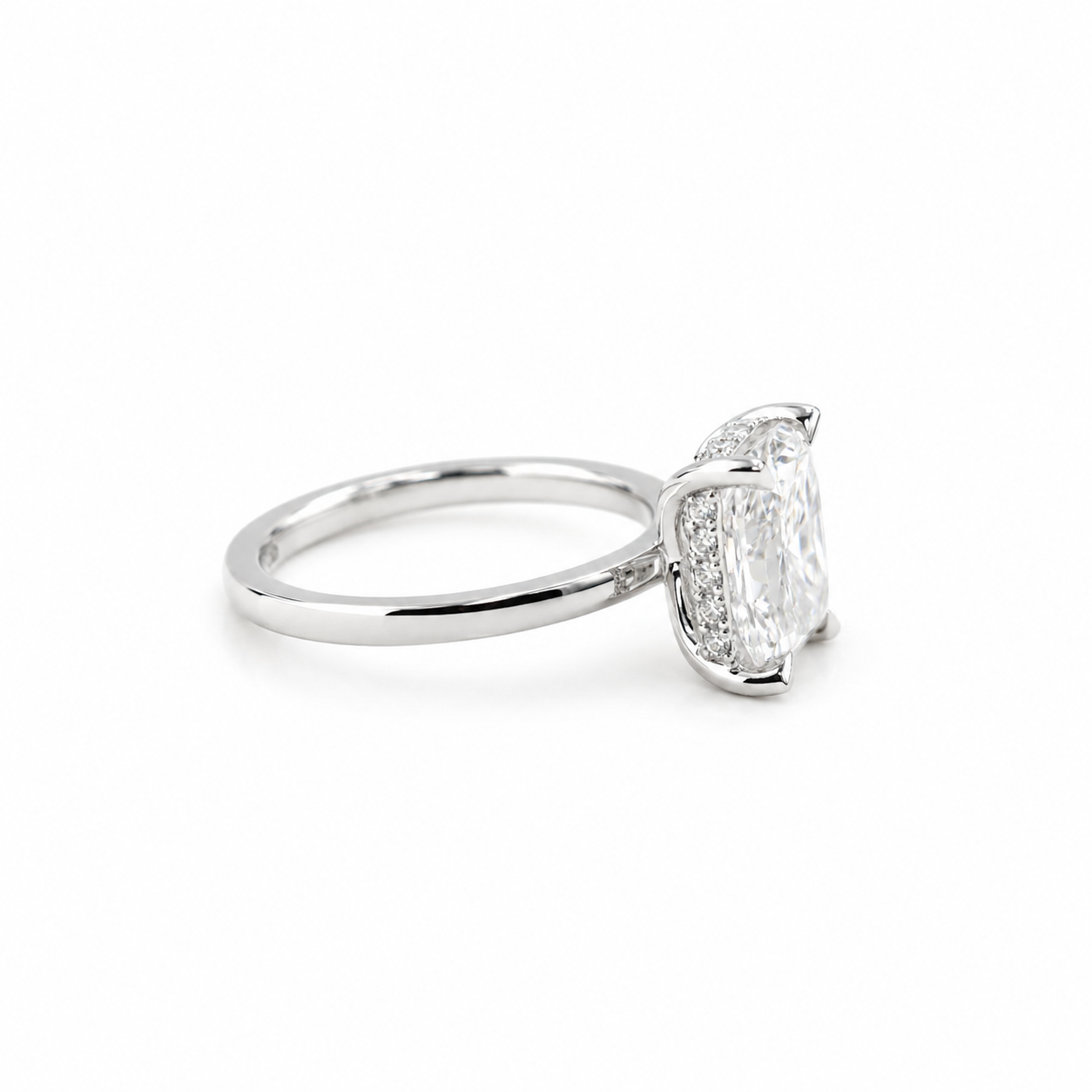 14k White Gold Radiant Lab Diamond Ring 3.28ct