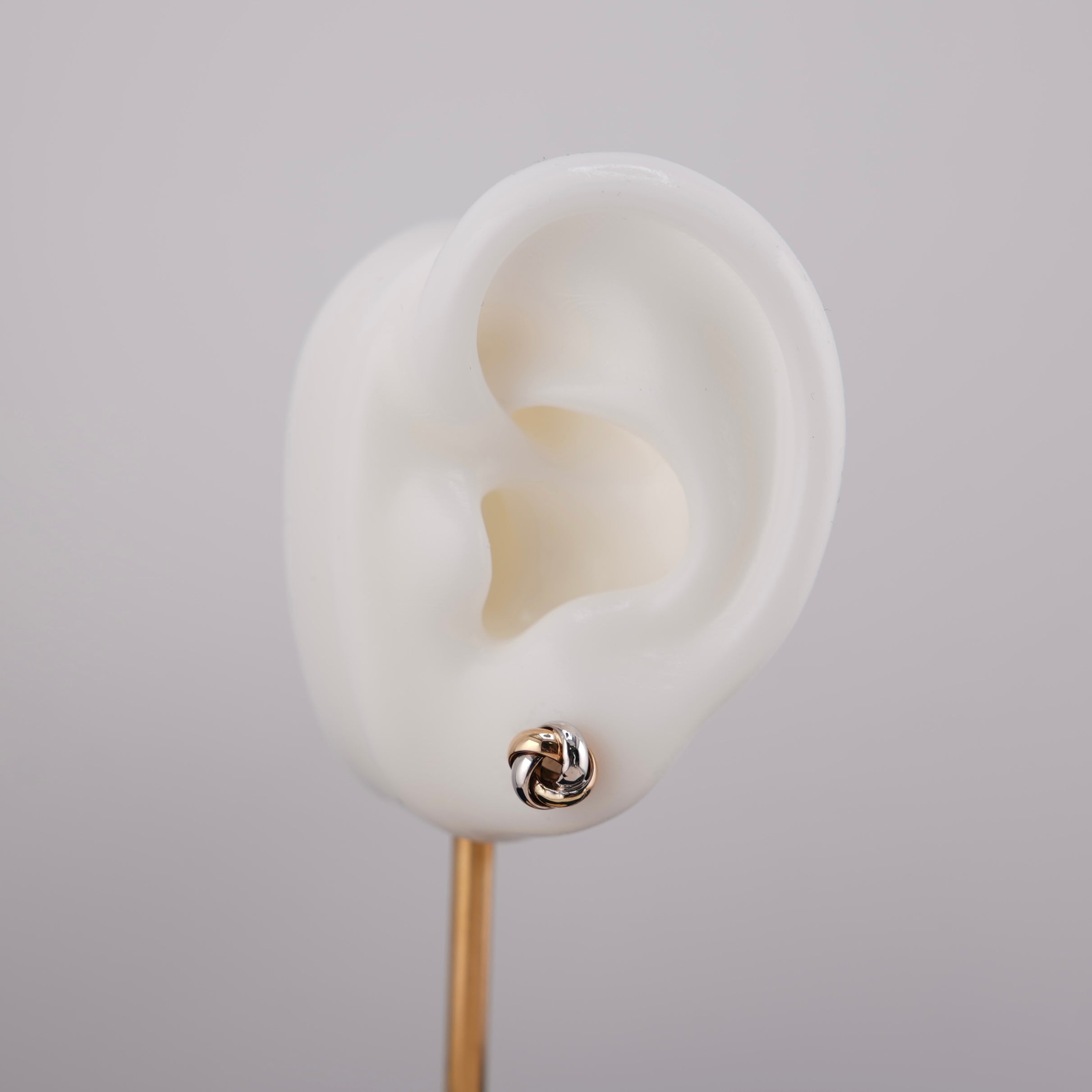 14k Gold 2 Tone Knot Earrings