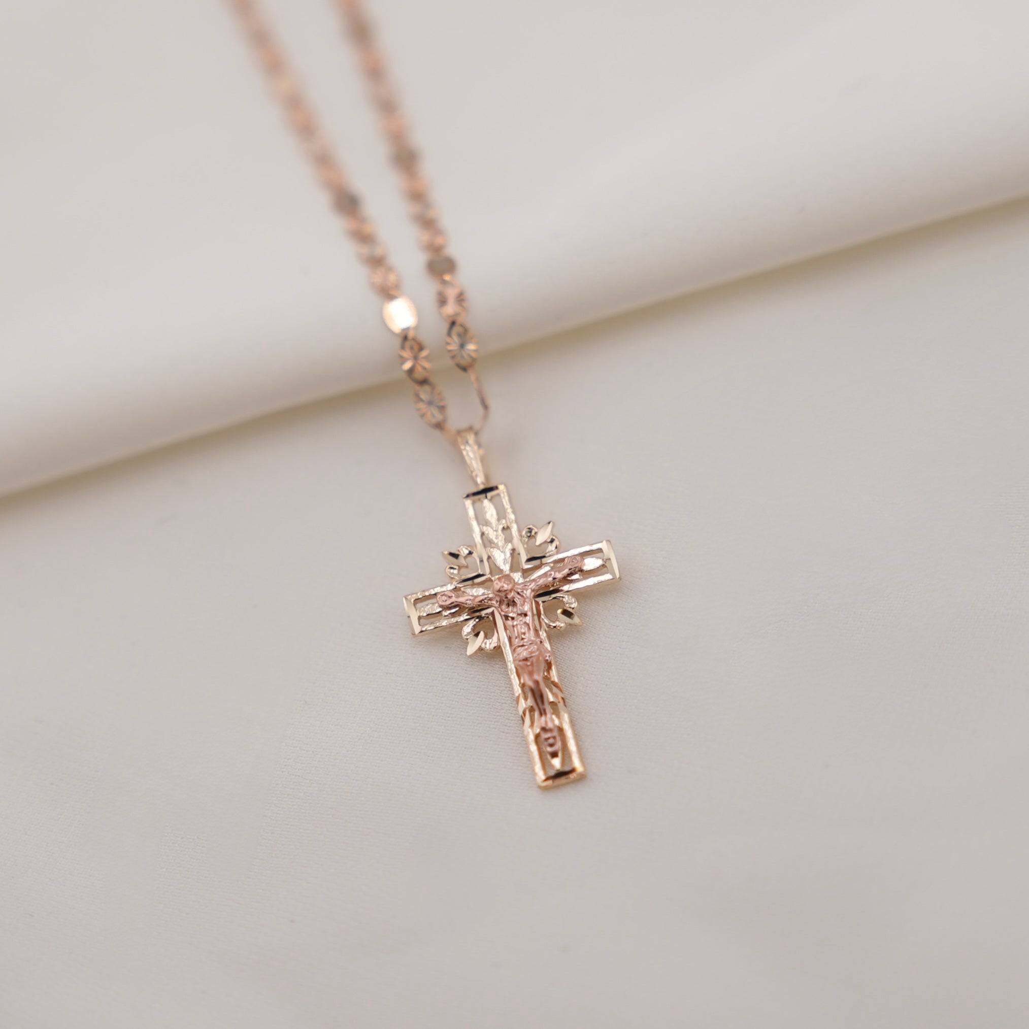 14k Gold Cross Chain Set