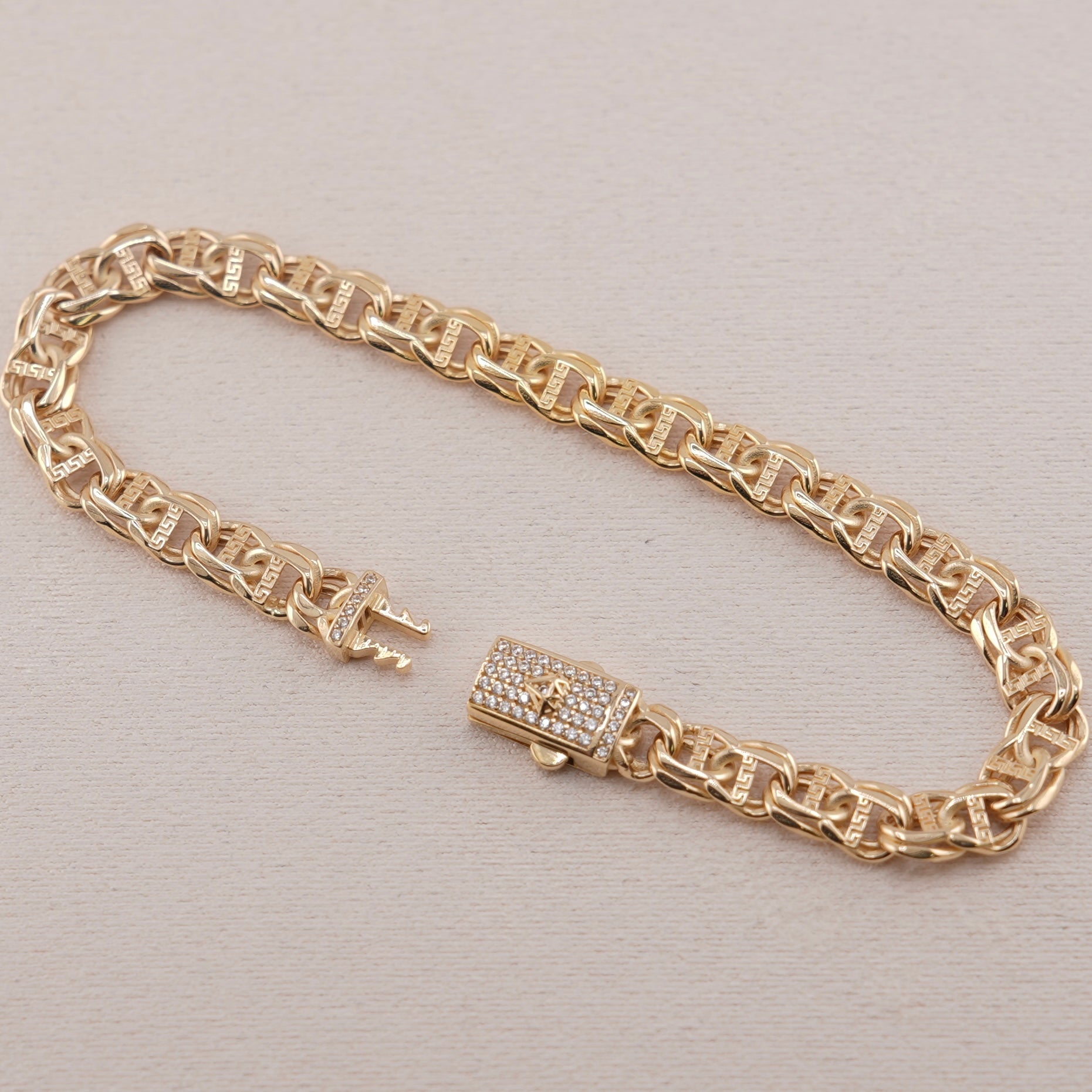 14k Gold Hollow Chino Link Bracelet 6.5mm