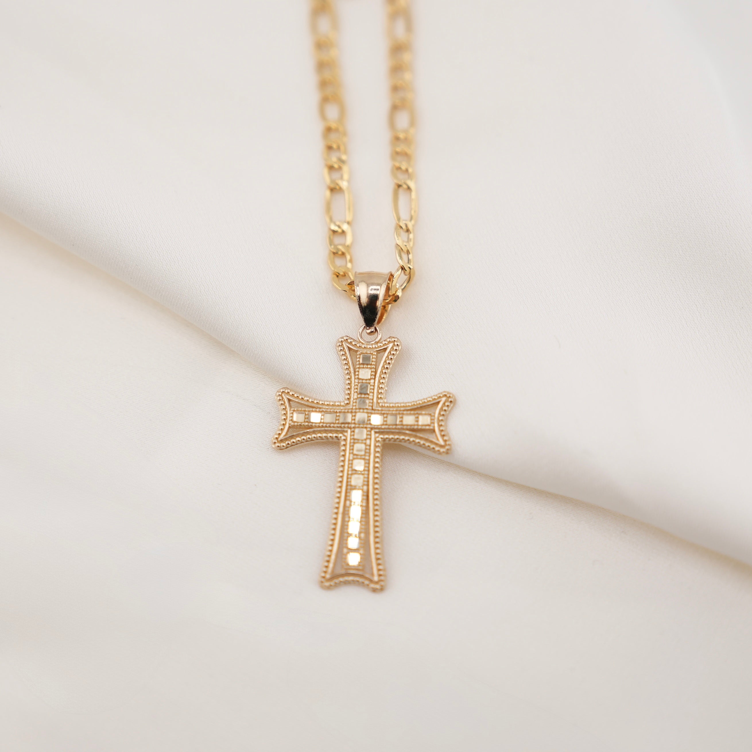 14k Gold Cross Chain Set
