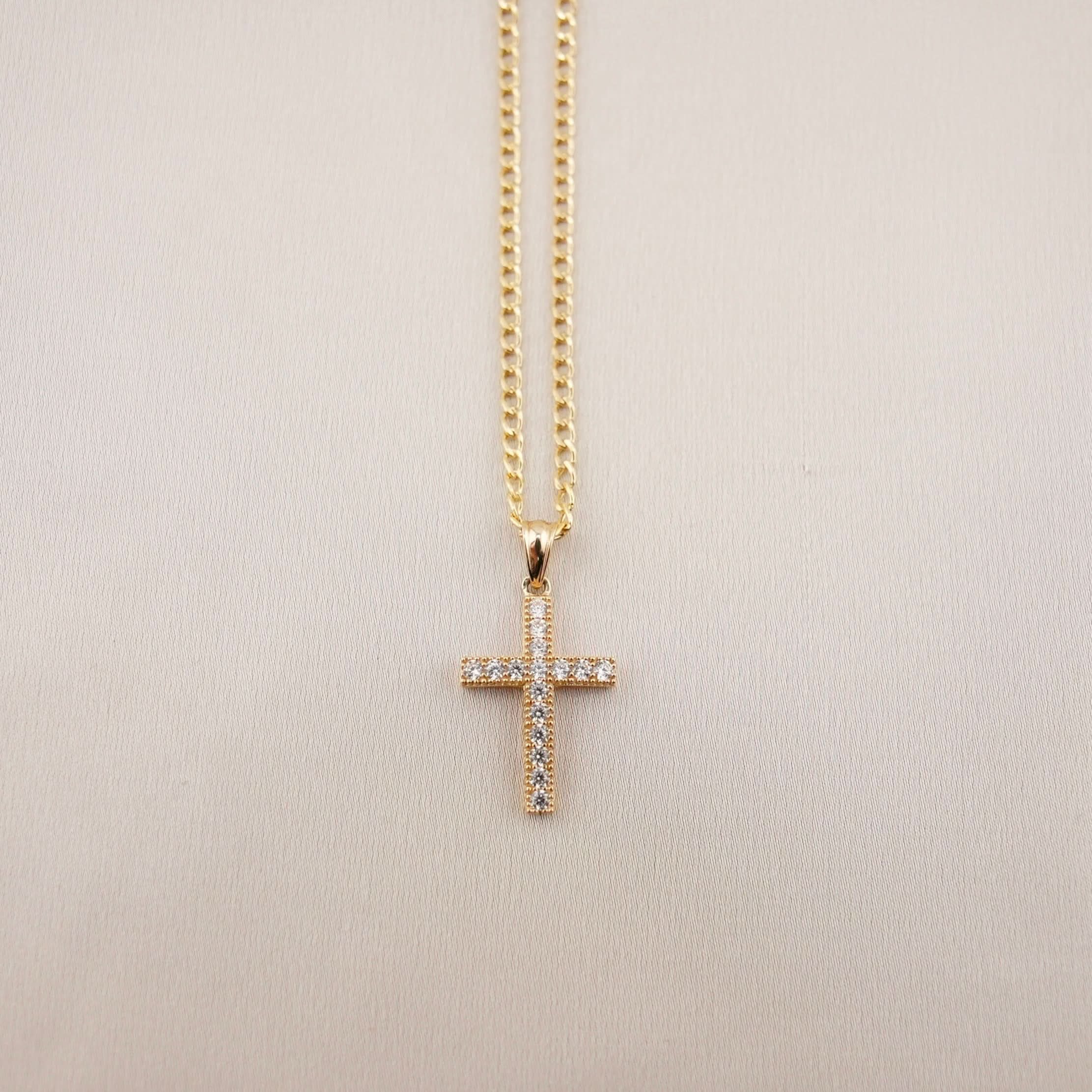 14k Gold Cross Chain Set