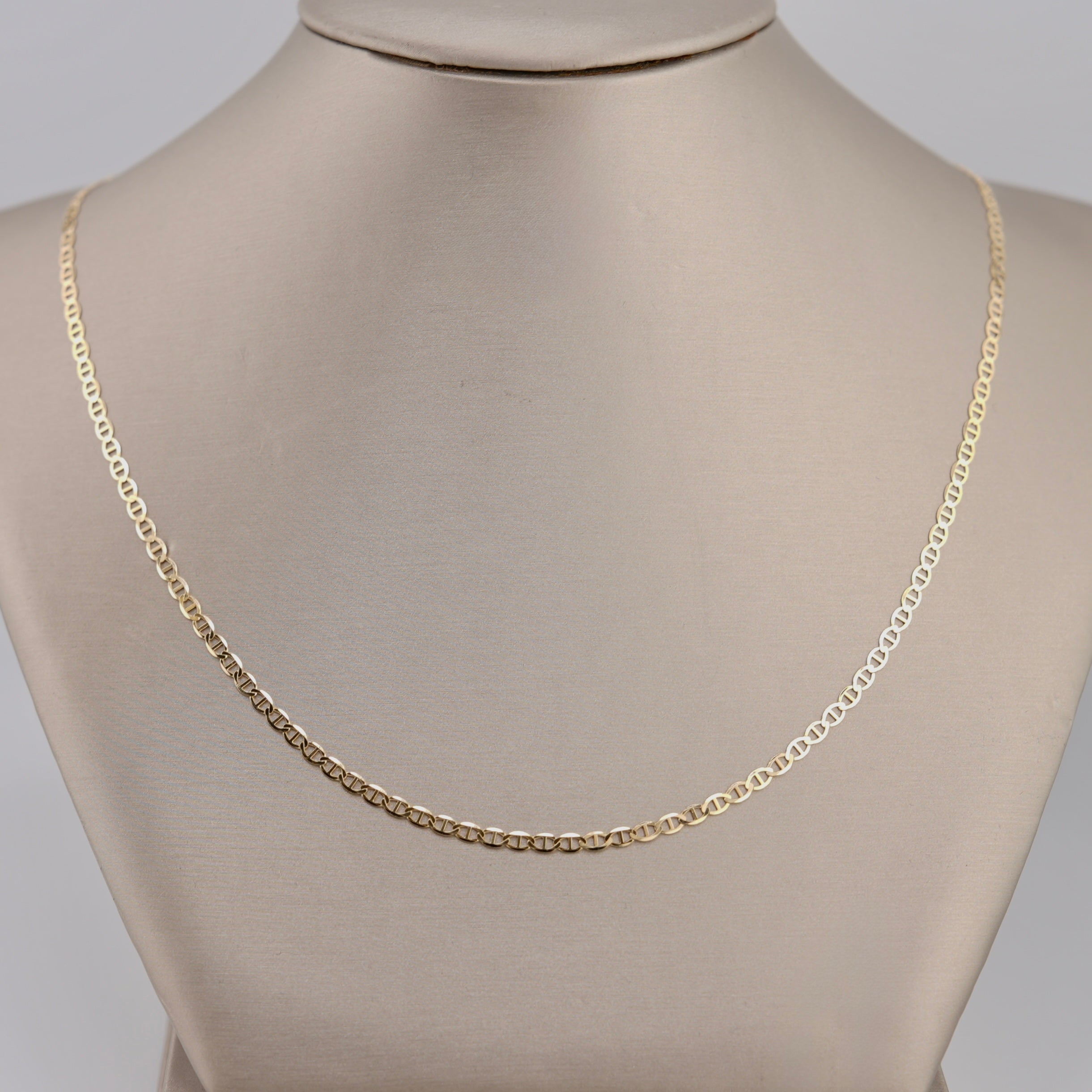 14k Gold Solid Flat Mariner Chain 3.4mm