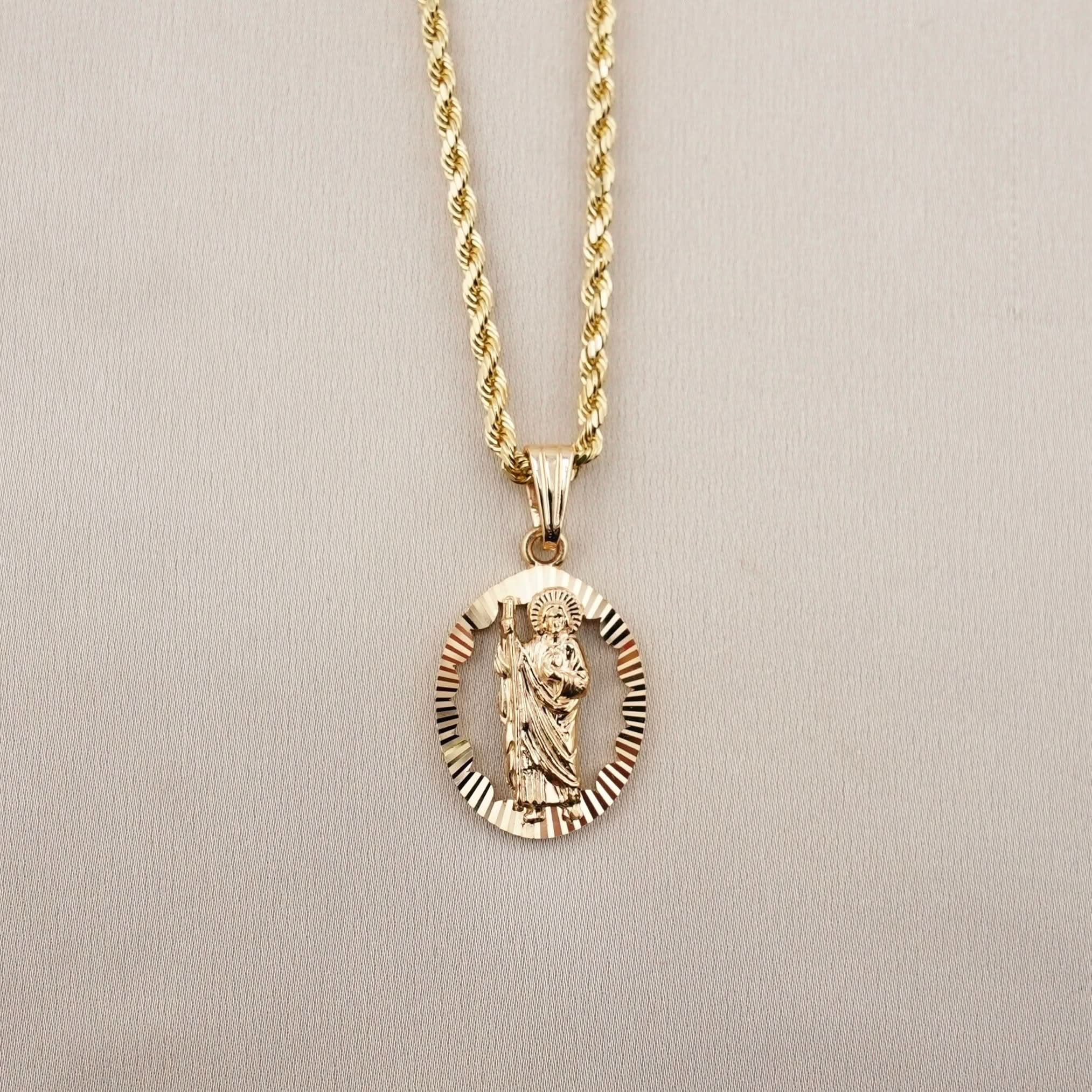 14k Gold San Judas Chain Set